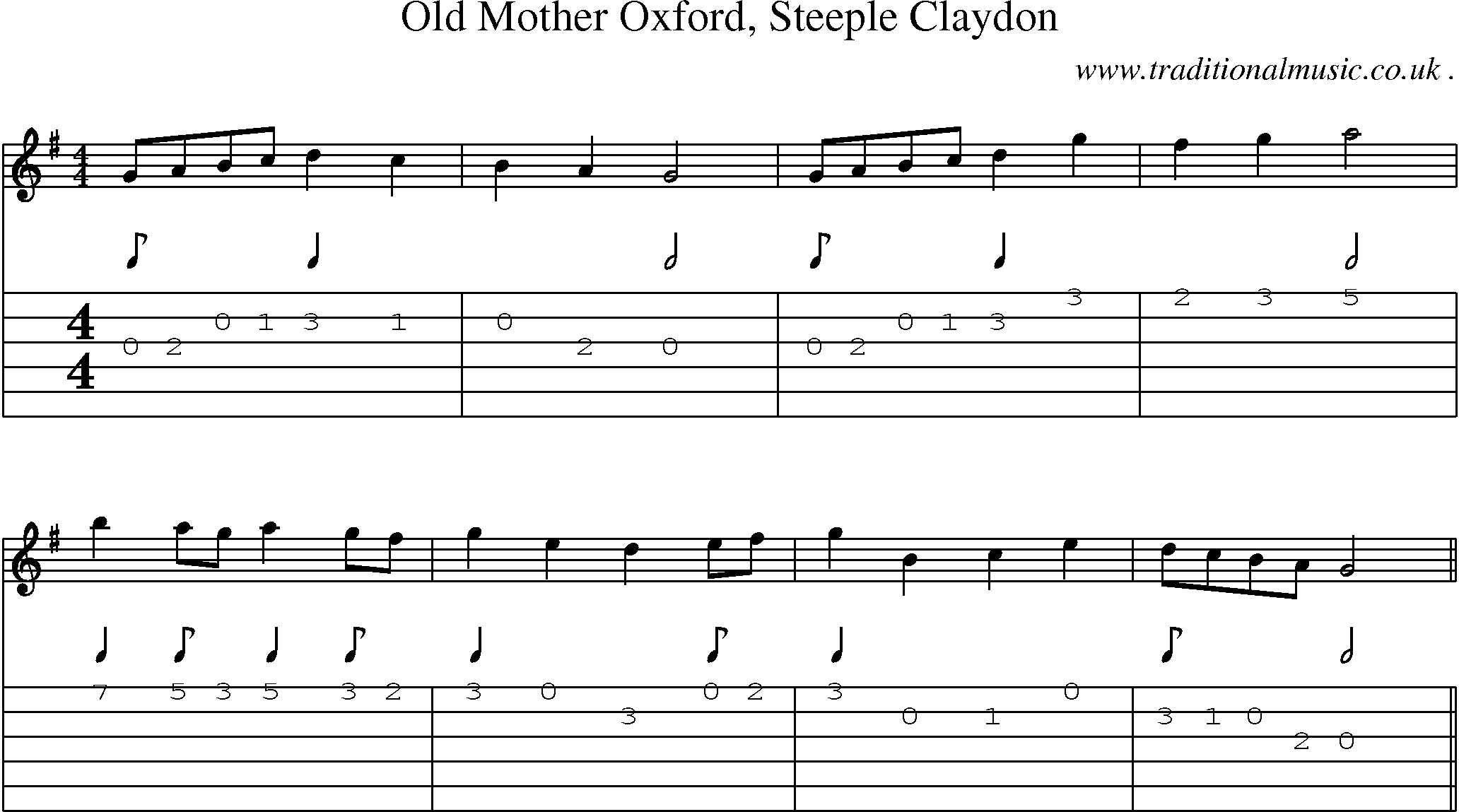 Sheet-Music and Guitar Tabs for Old Mother Oxford Steeple Claydon