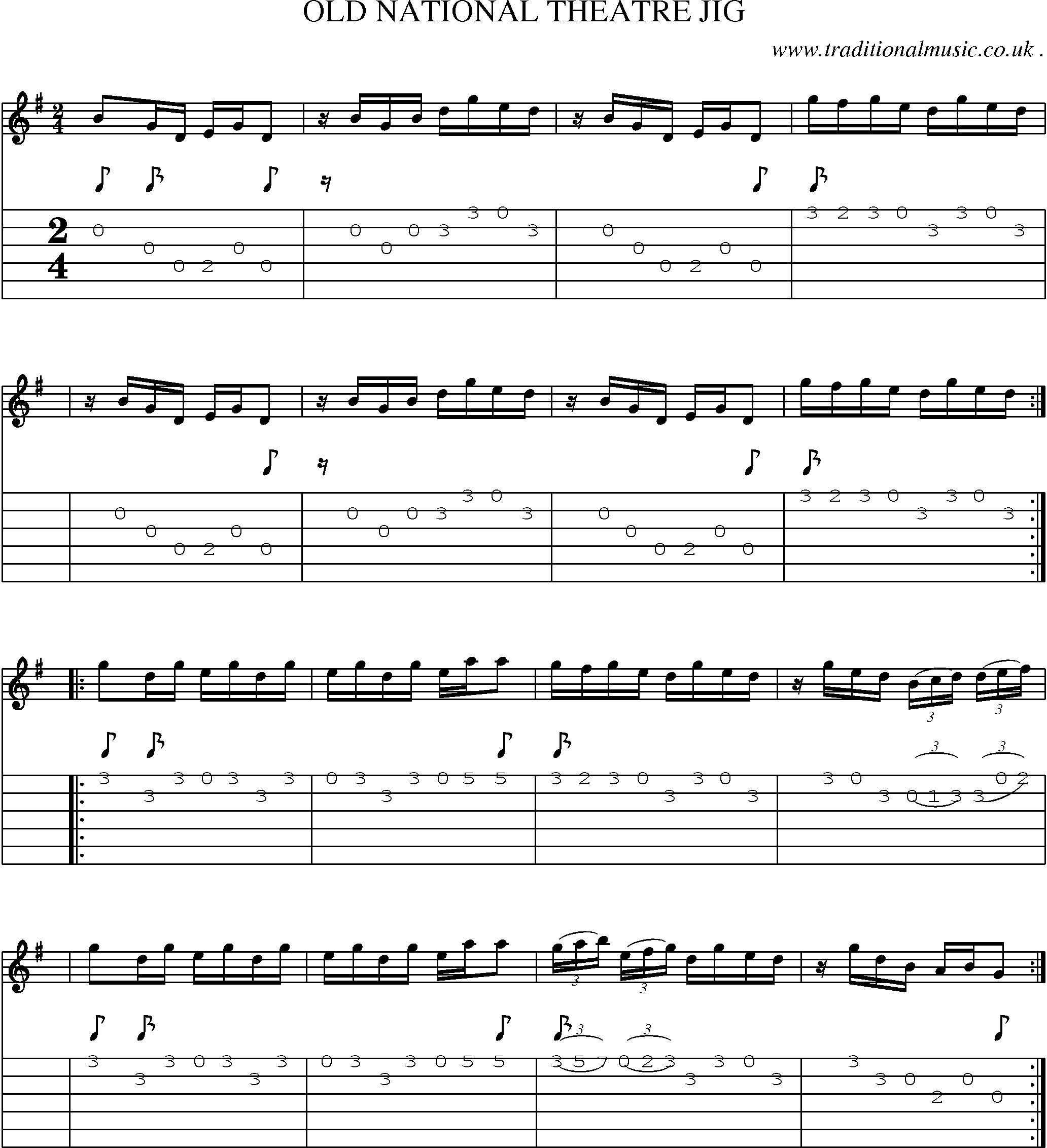 Sheet-Music and Guitar Tabs for Old National Theatre Jig
