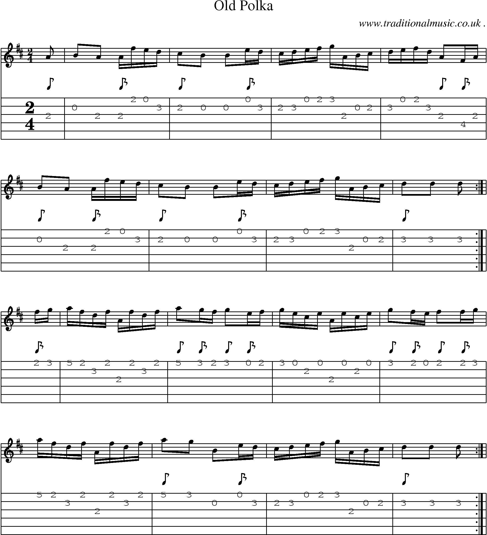 Sheet-Music and Guitar Tabs for Old Polka