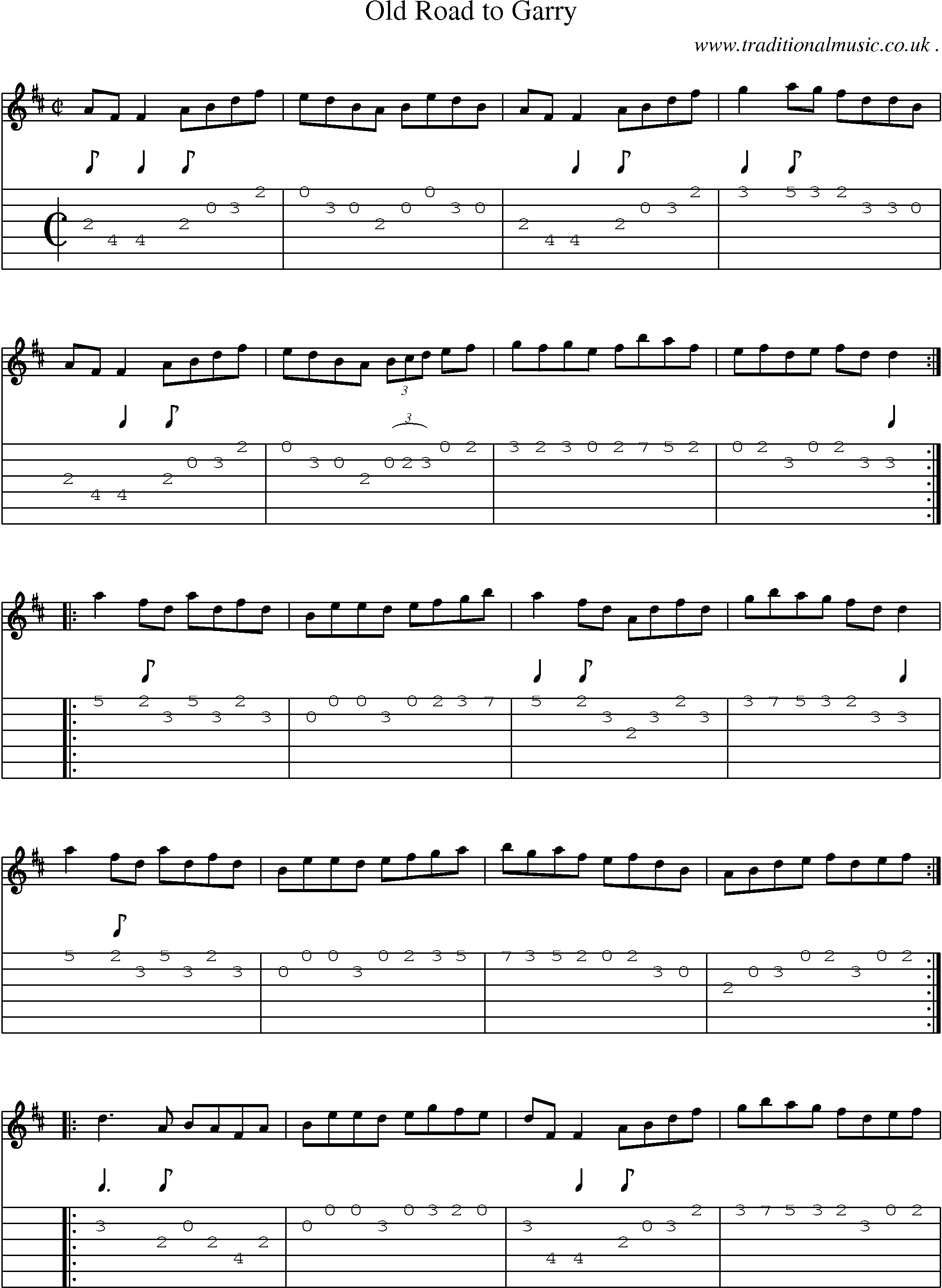 Sheet-Music and Guitar Tabs for Old Road To Garry