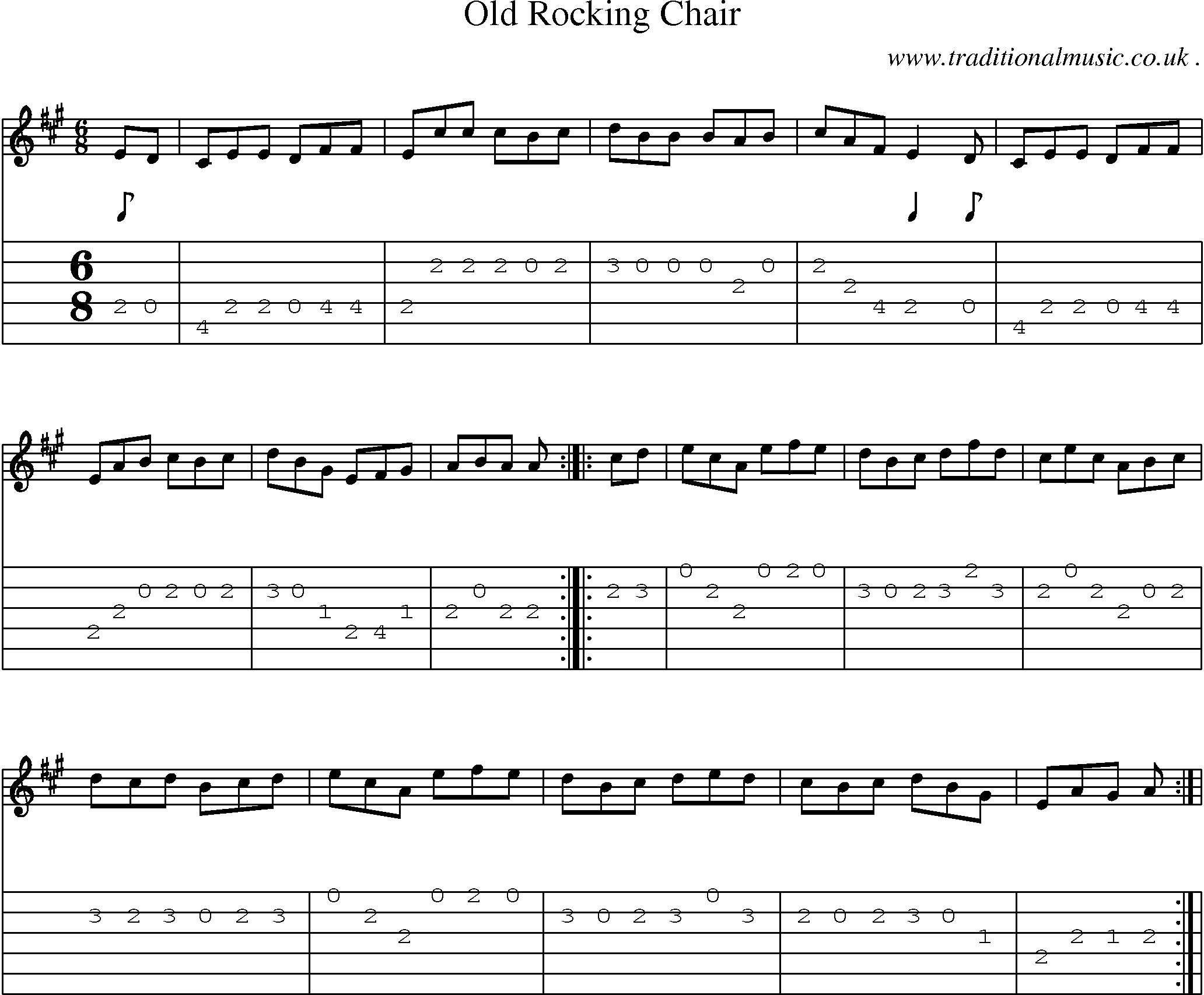 Sheet-Music and Guitar Tabs for Old Rocking Chair