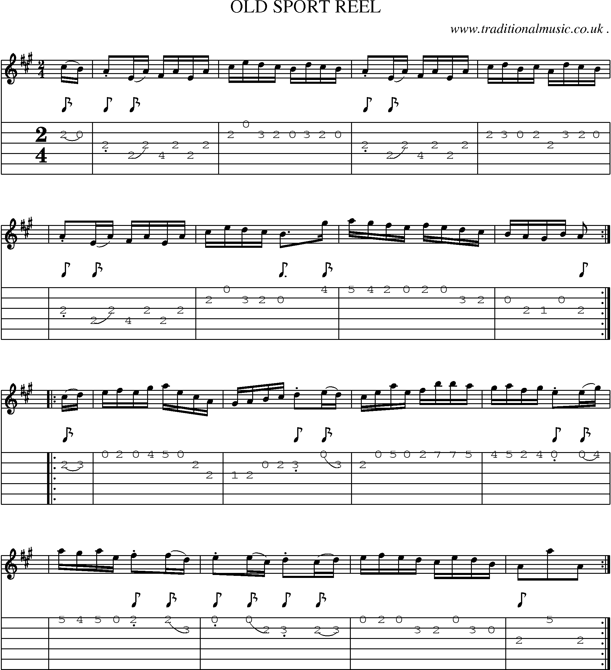Sheet-Music and Guitar Tabs for Old Sport Reel