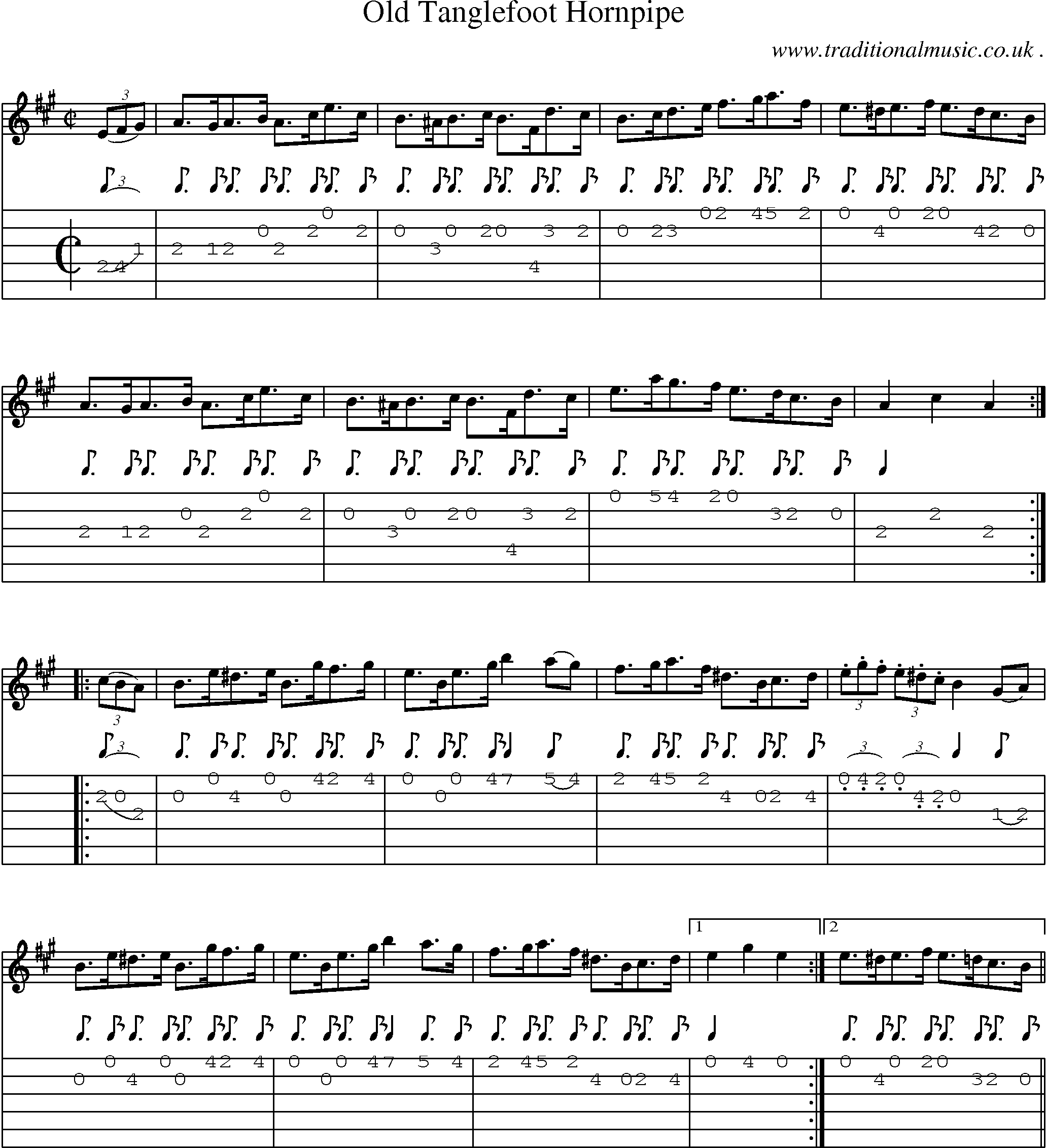 Sheet-Music and Guitar Tabs for Old Tanglefoot Hornpipe