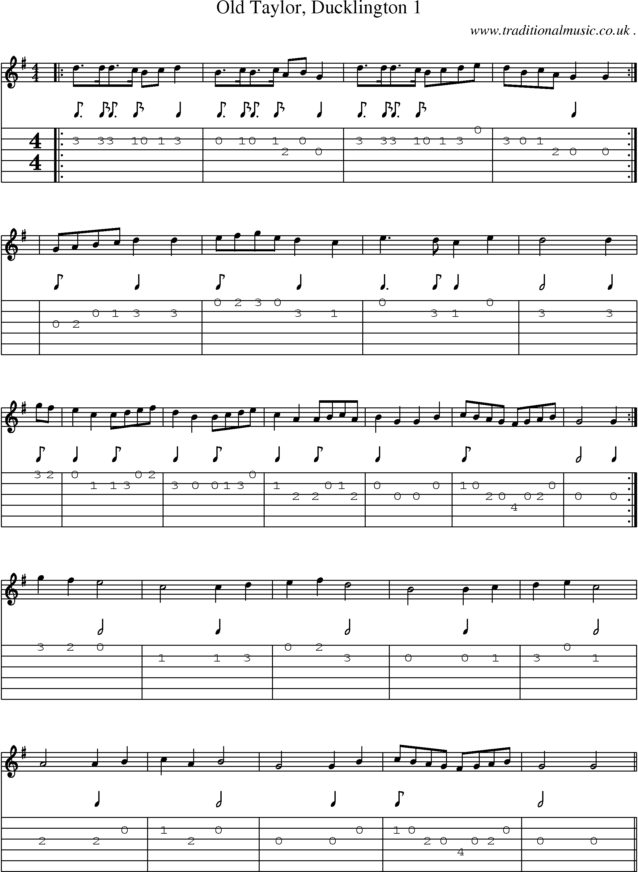 Sheet-Music and Guitar Tabs for Old Taylor Ducklington 1