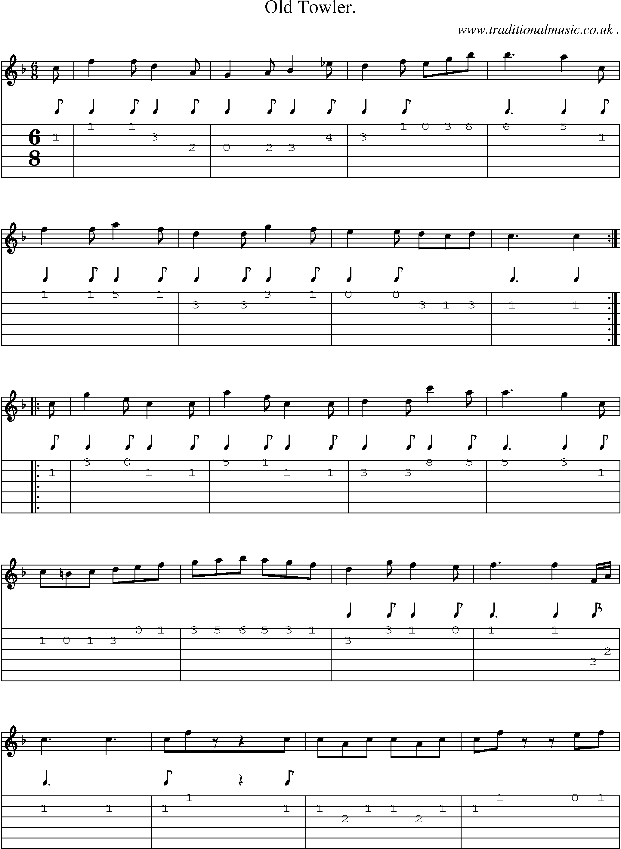 Sheet-Music and Guitar Tabs for Old Towler 