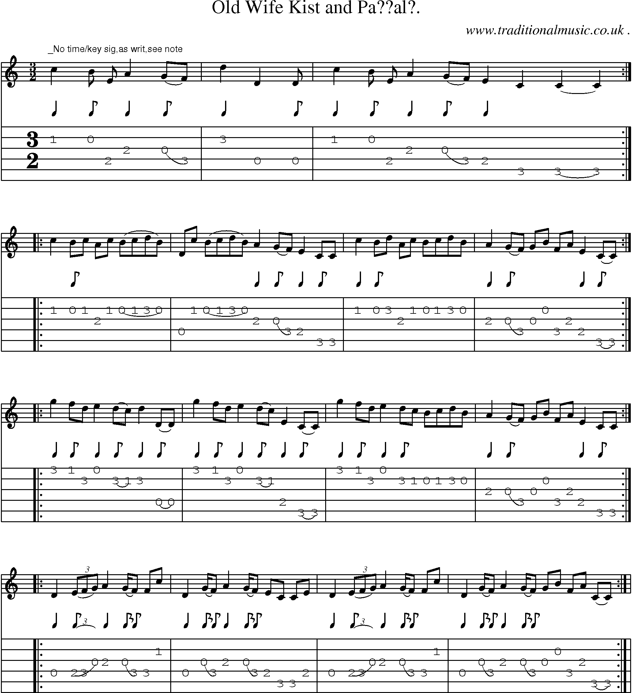 Sheet-Music and Guitar Tabs for Old Wife Kist And Paal