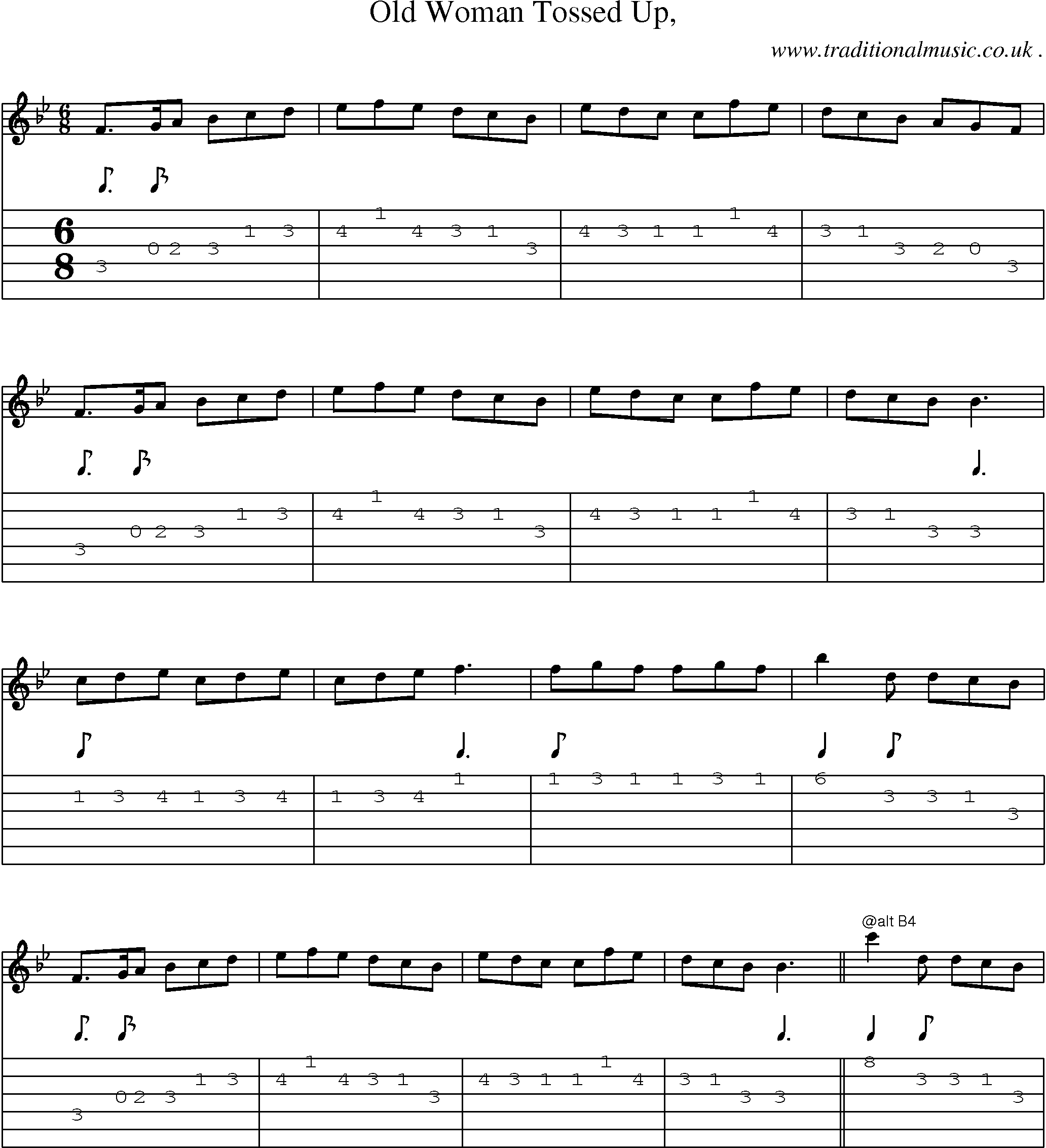 Sheet-Music and Guitar Tabs for Old Woman Tossed Up
