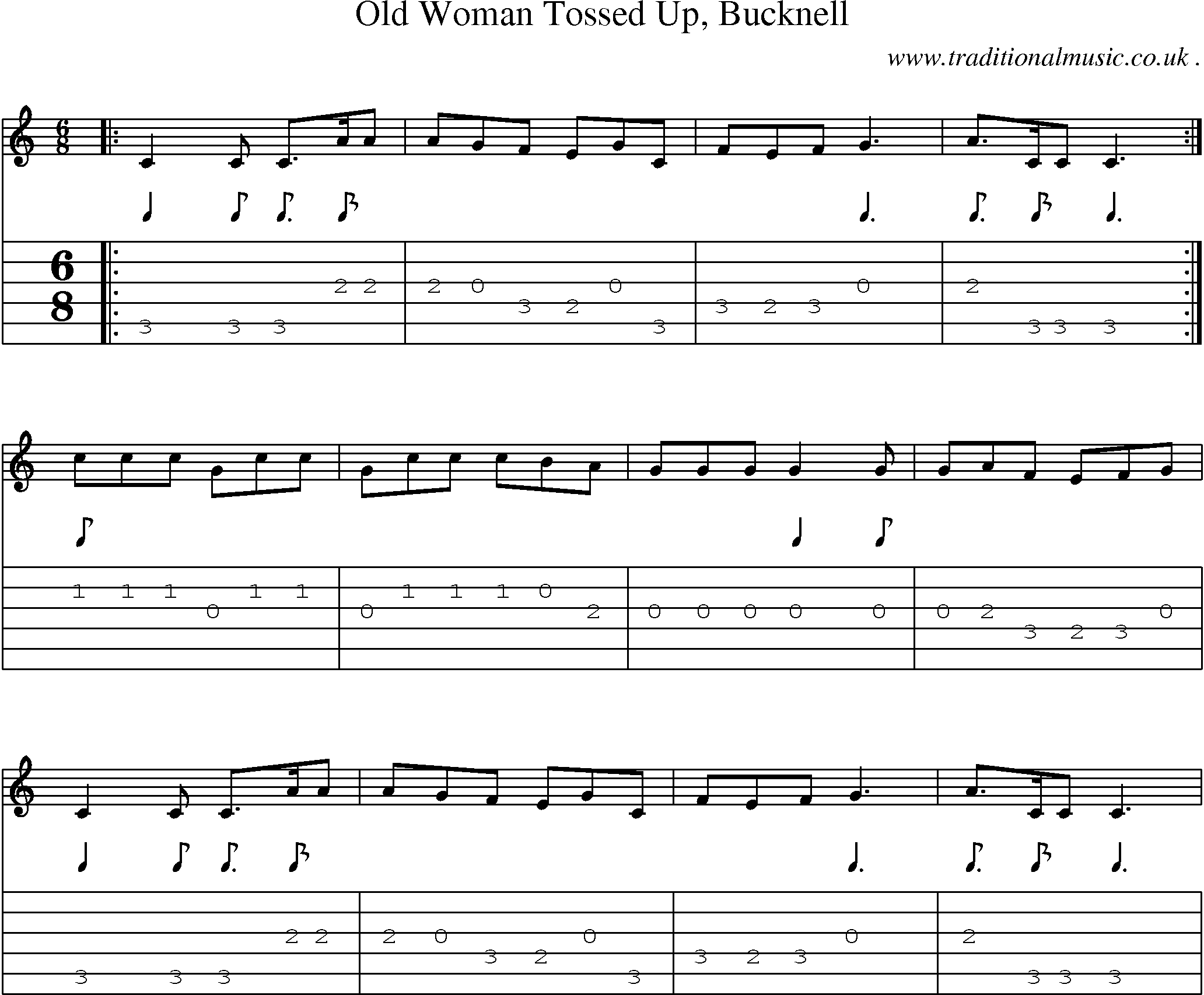 Sheet-Music and Guitar Tabs for Old Woman Tossed Up Bucknell