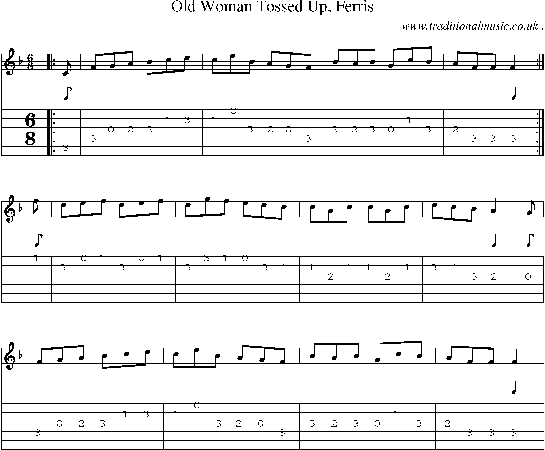 Sheet-Music and Guitar Tabs for Old Woman Tossed Up Ferris