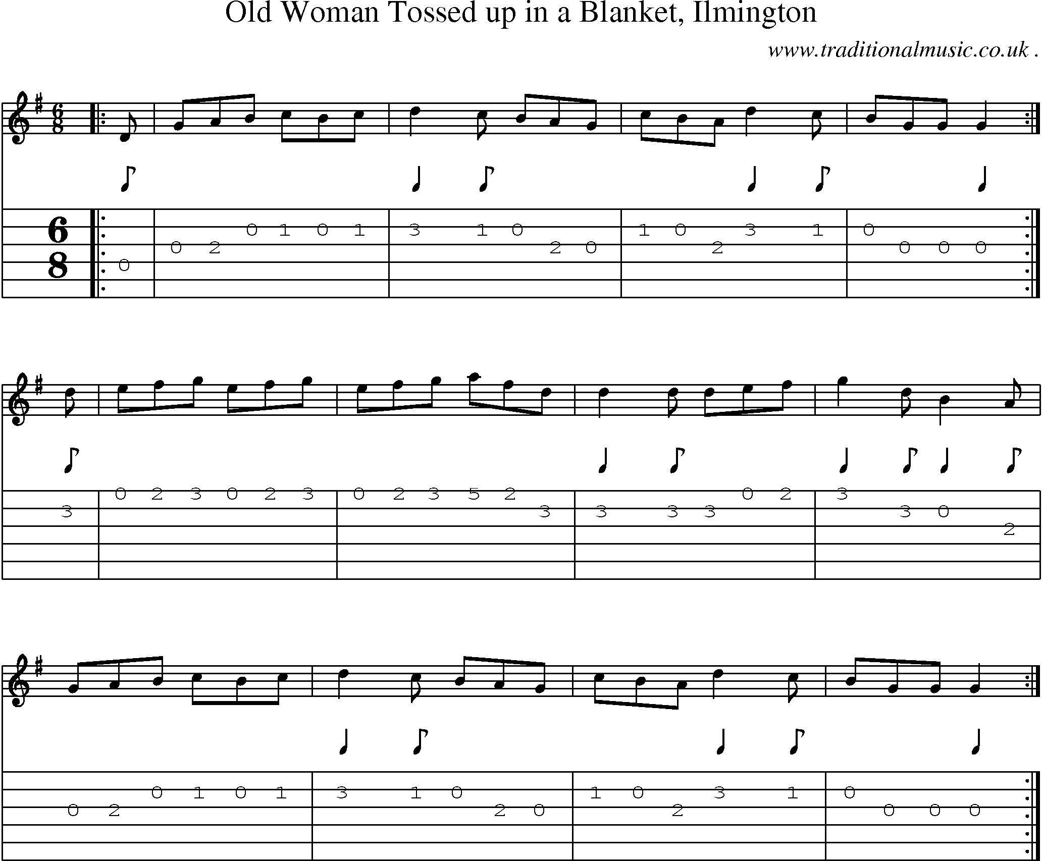 Sheet-Music and Guitar Tabs for Old Woman Tossed Up In A Blanket Ilmington