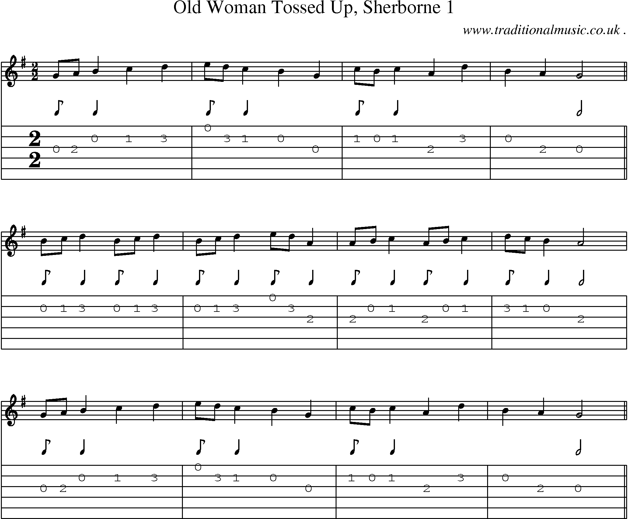 Sheet-Music and Guitar Tabs for Old Woman Tossed Up Sherborne 1