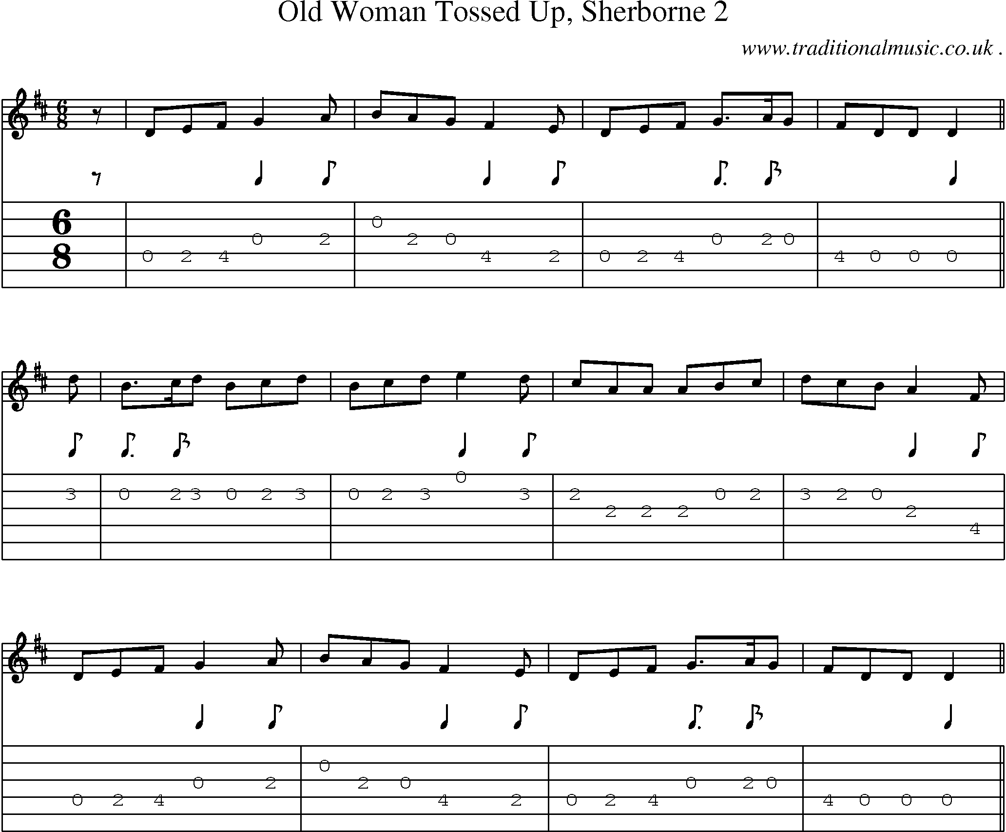 Sheet-Music and Guitar Tabs for Old Woman Tossed Up Sherborne 2
