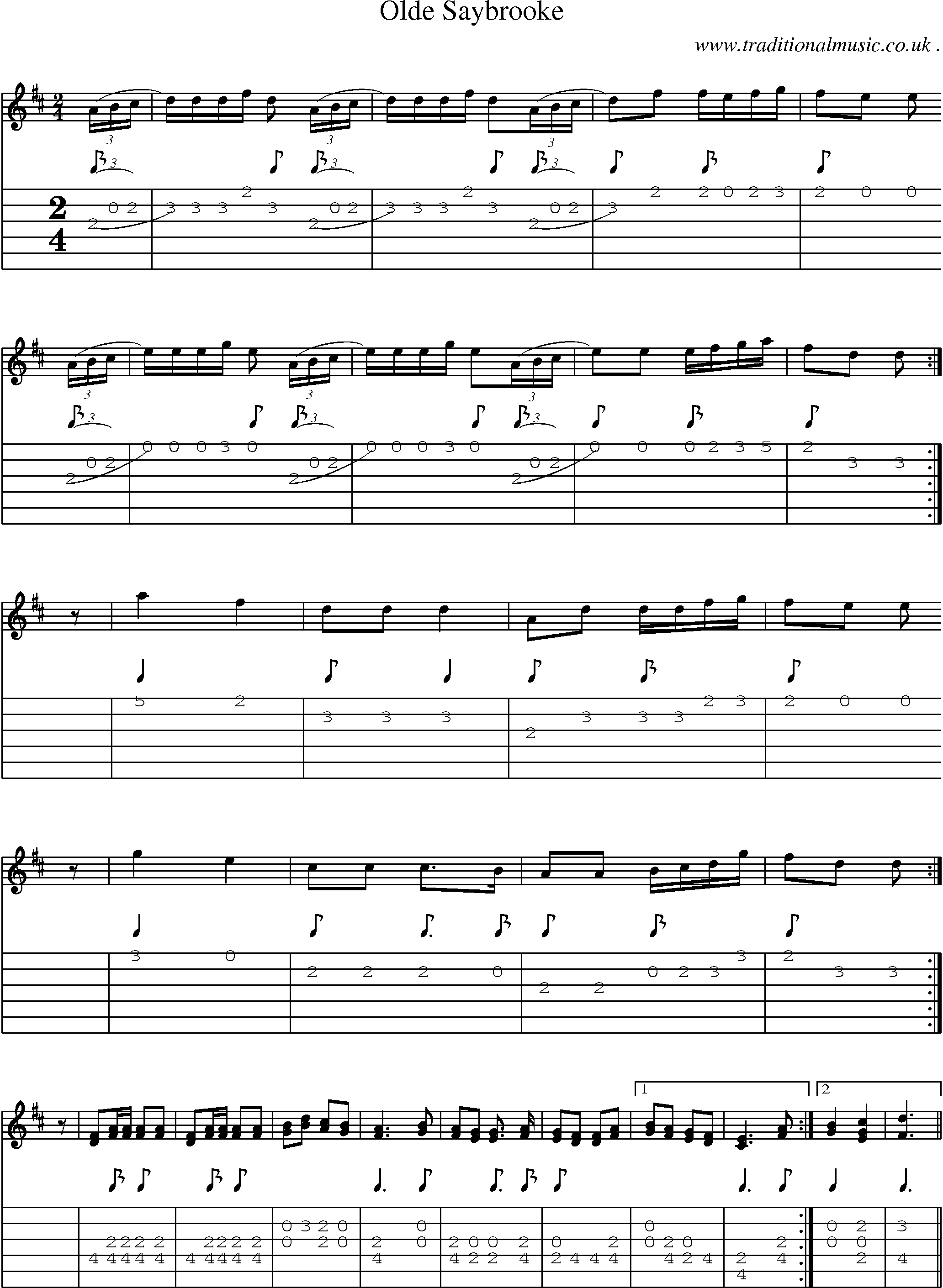 Sheet-Music and Guitar Tabs for Olde Saybrooke