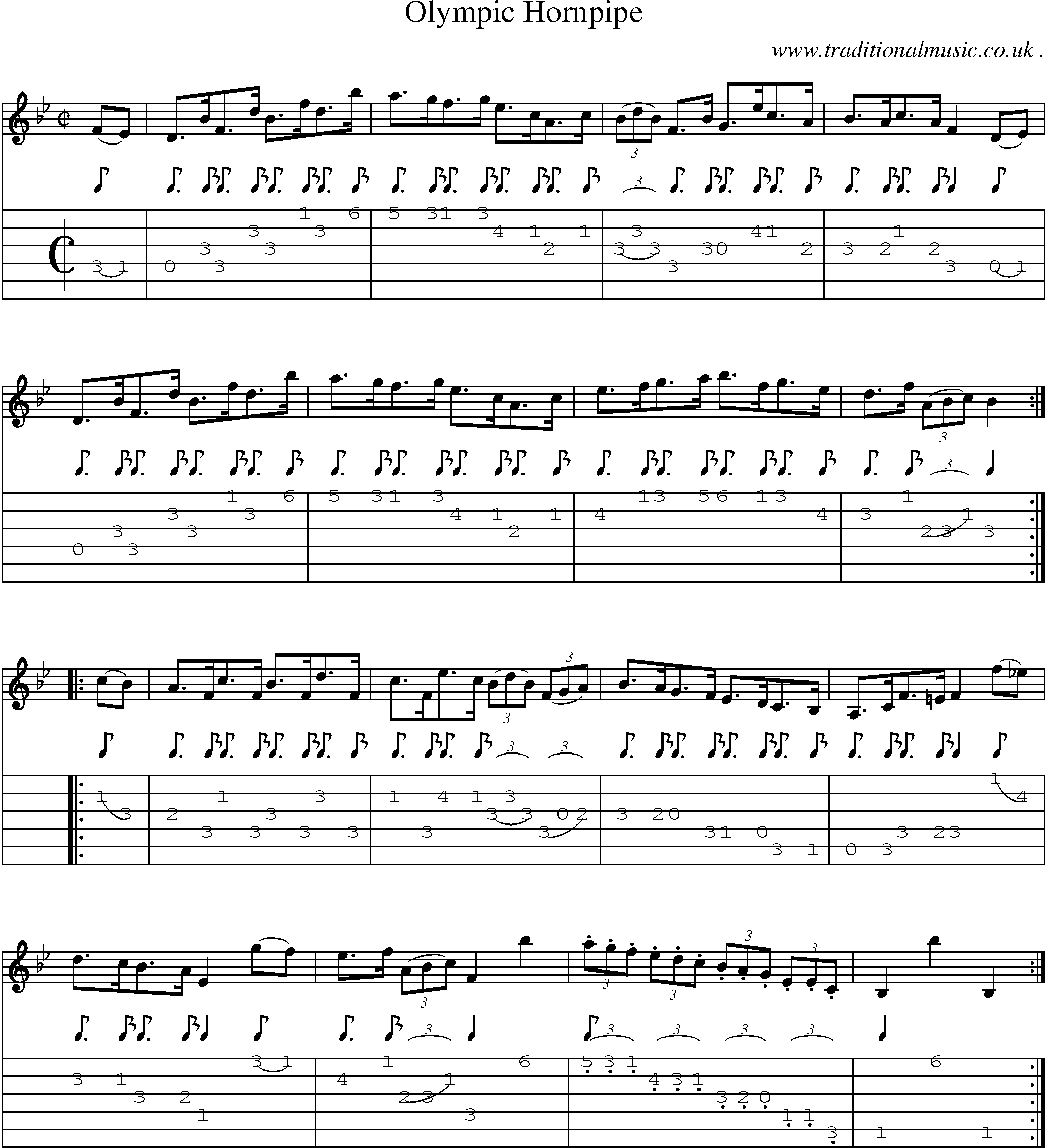 Sheet-Music and Guitar Tabs for Olympic Hornpipe