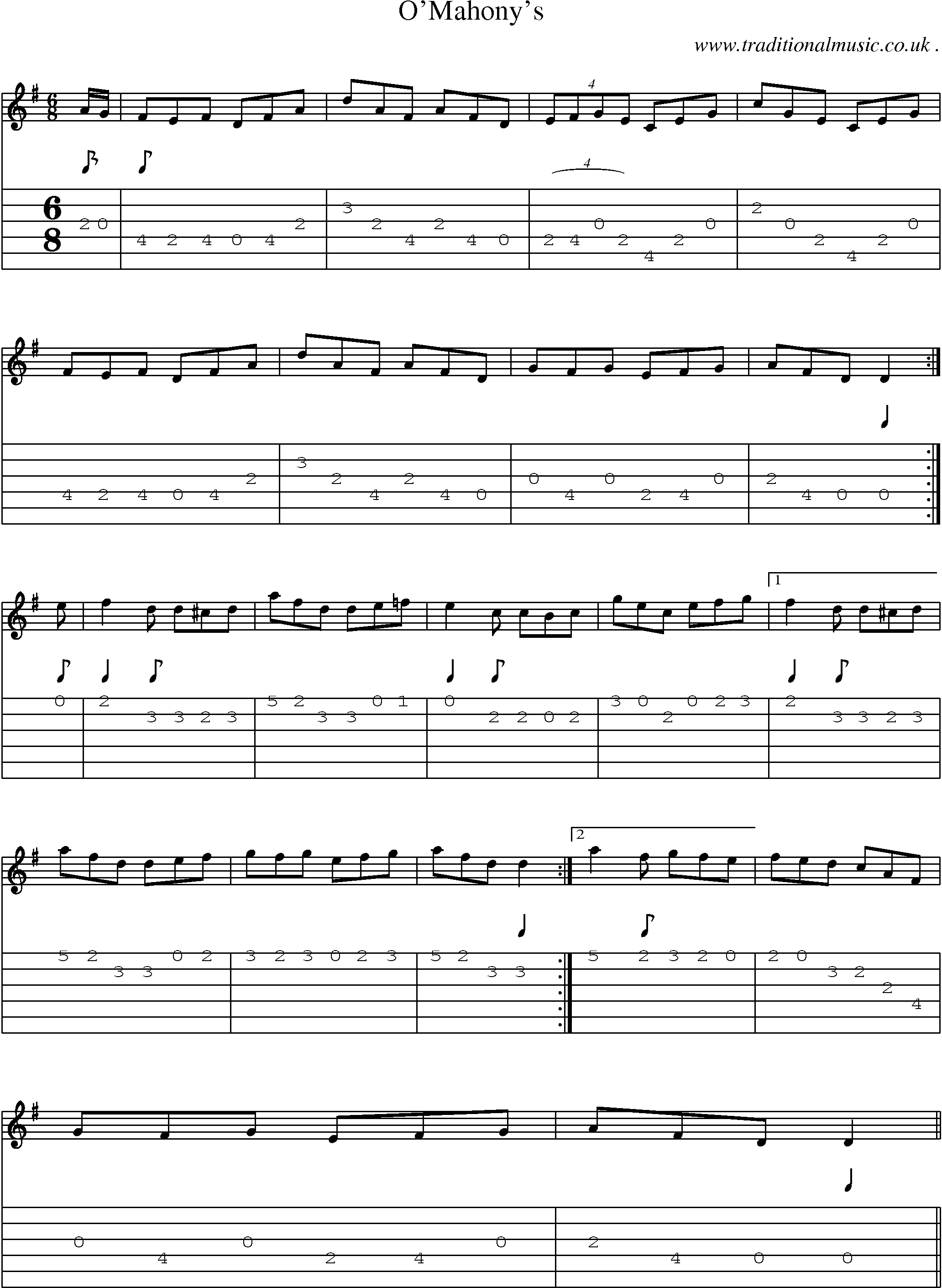 Sheet-Music and Guitar Tabs for Omahonys