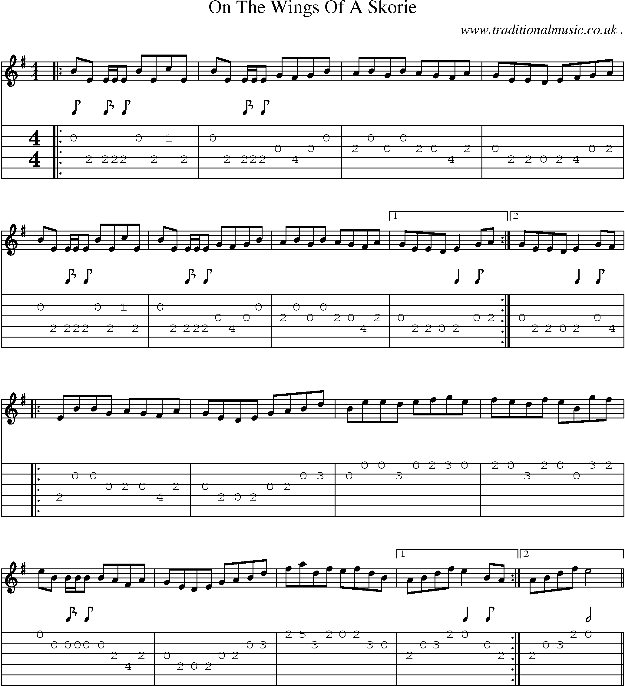 Sheet-Music and Guitar Tabs for On The Wings Of A Skorie