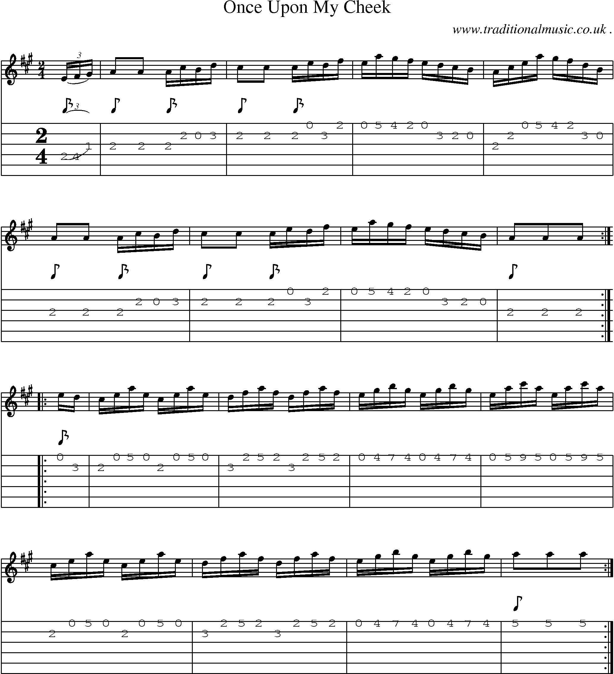 Sheet-Music and Guitar Tabs for Once Upon My Cheek