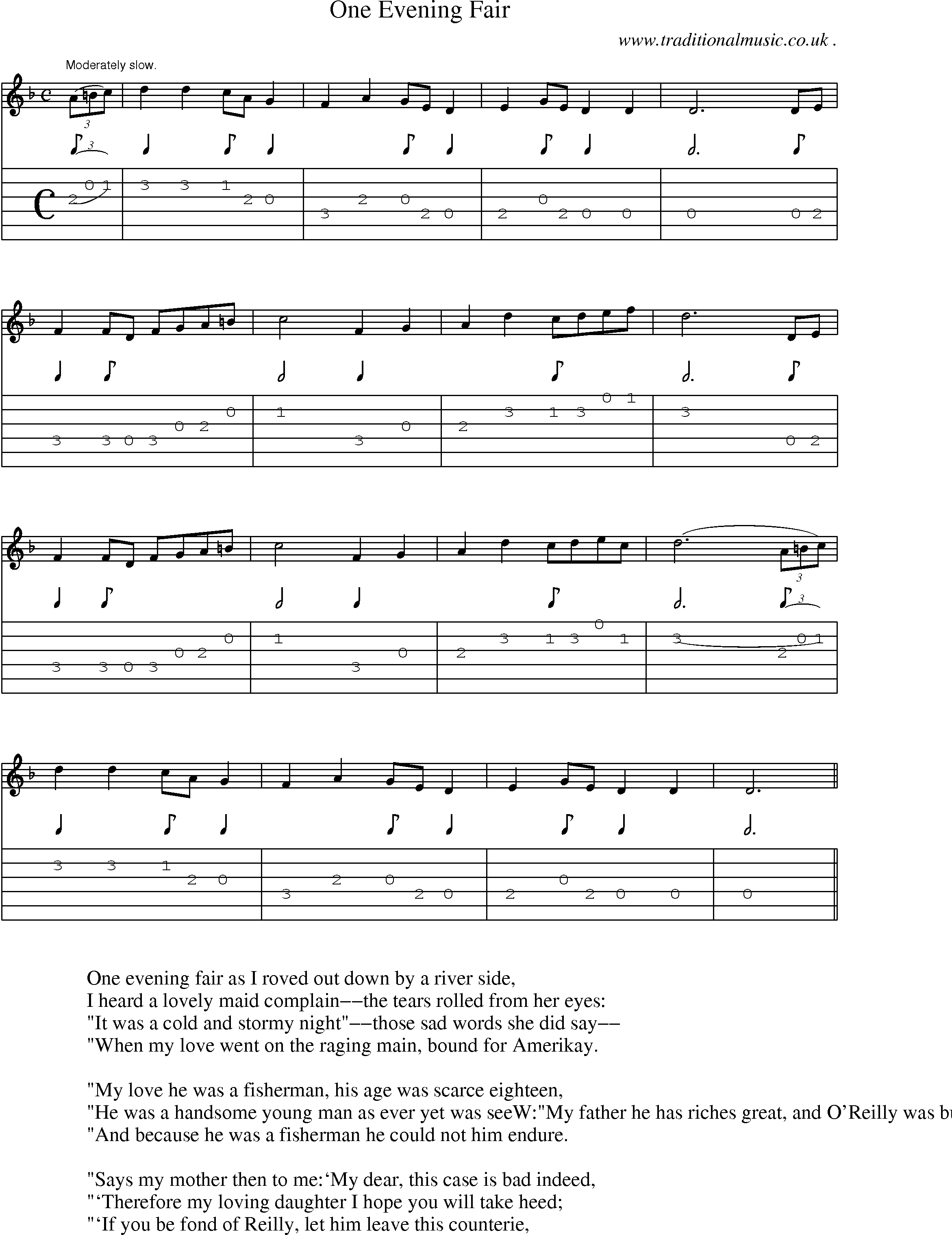 Sheet-Music and Guitar Tabs for One Evening Fair