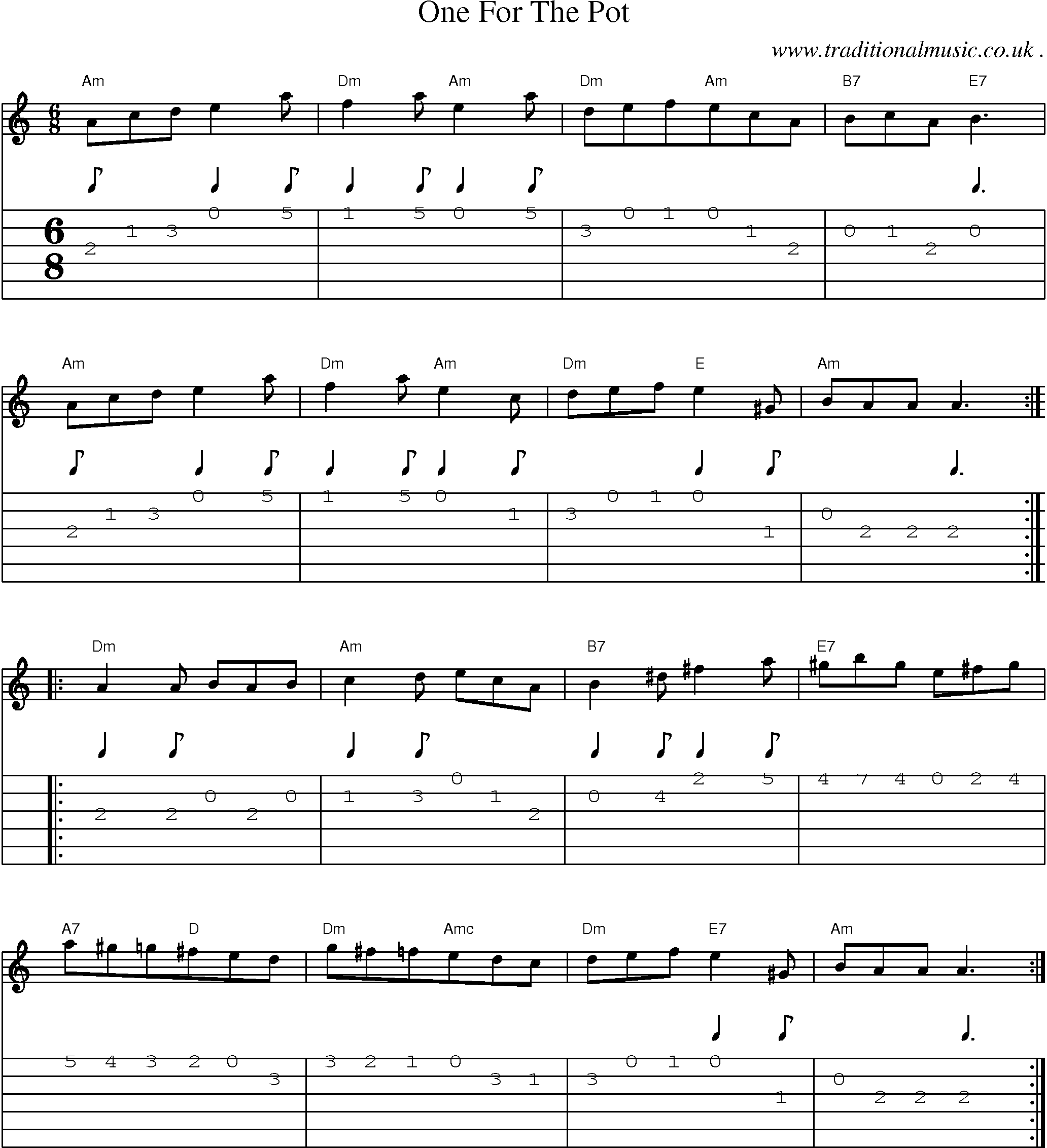 Sheet-Music and Guitar Tabs for One For The Pot