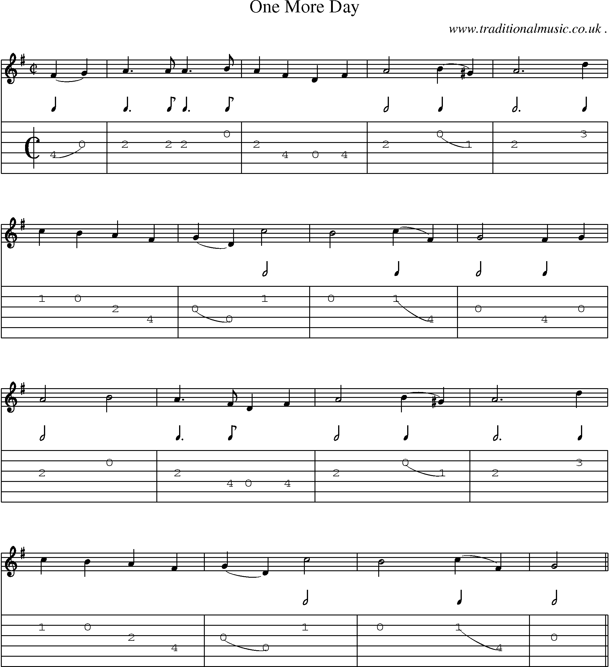 Sheet-Music and Guitar Tabs for One More Day