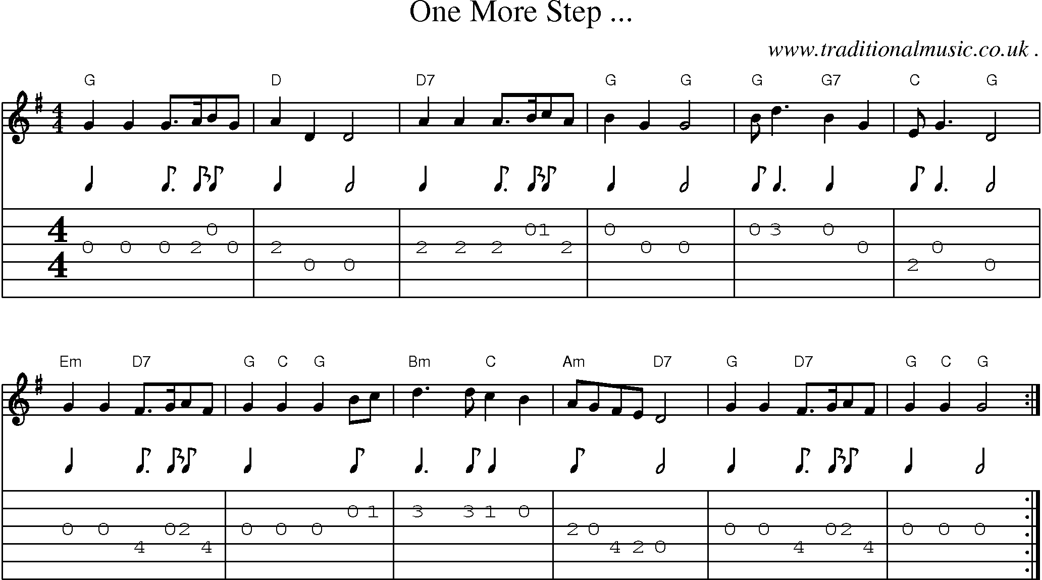 Sheet-Music and Guitar Tabs for One More Step