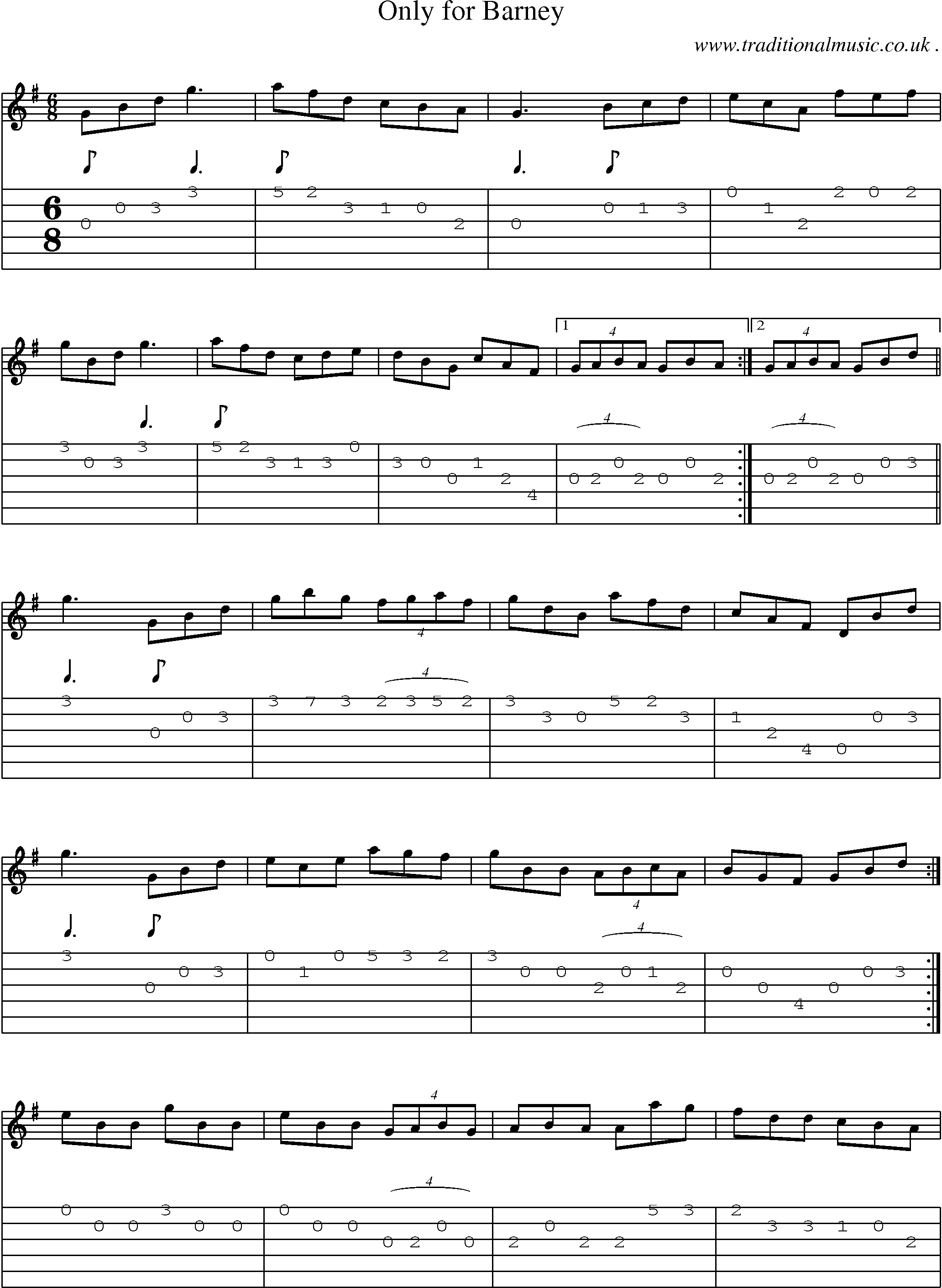 Sheet-Music and Guitar Tabs for Only For Barney