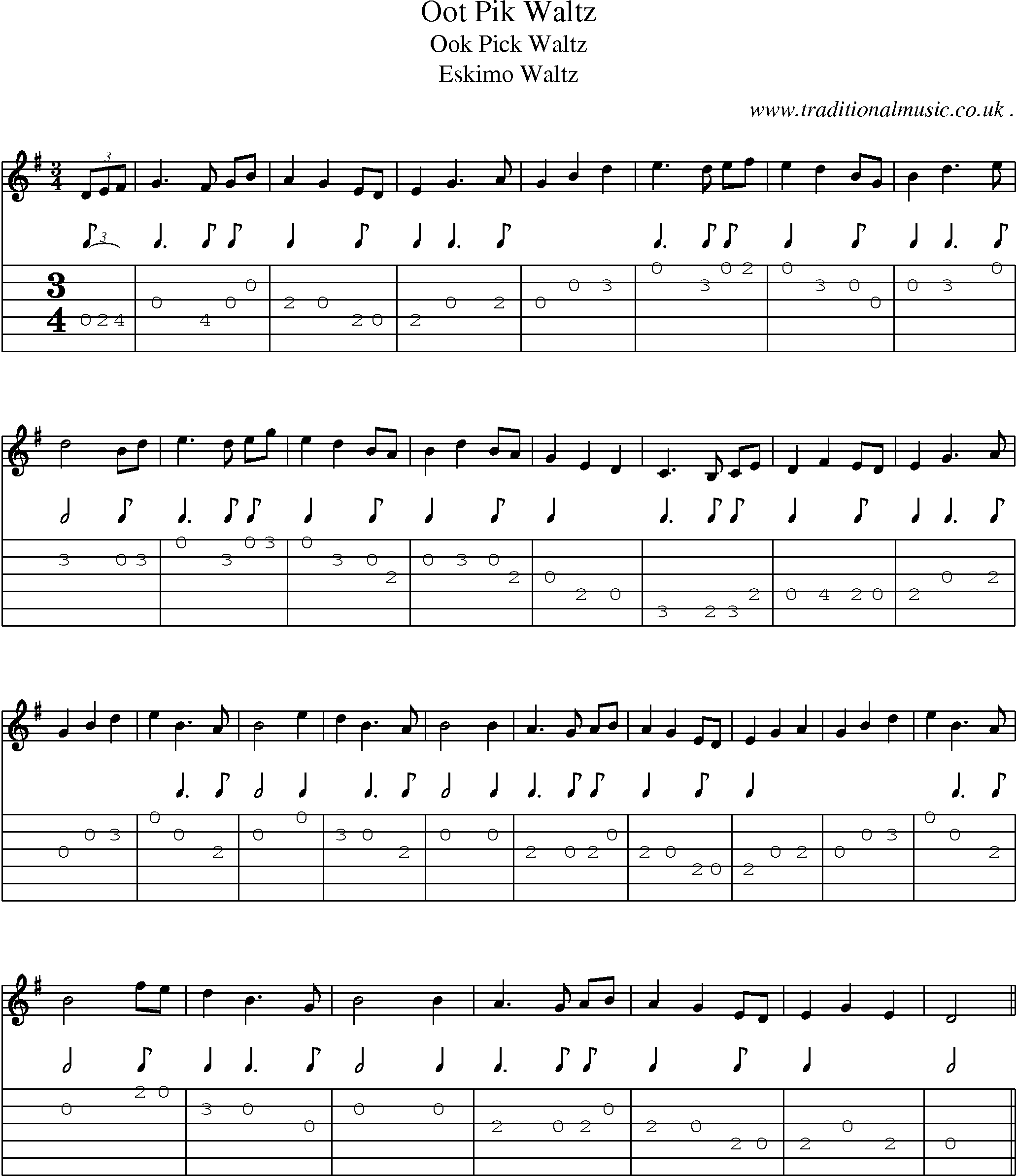 Sheet-Music and Guitar Tabs for Oot Pik Waltz