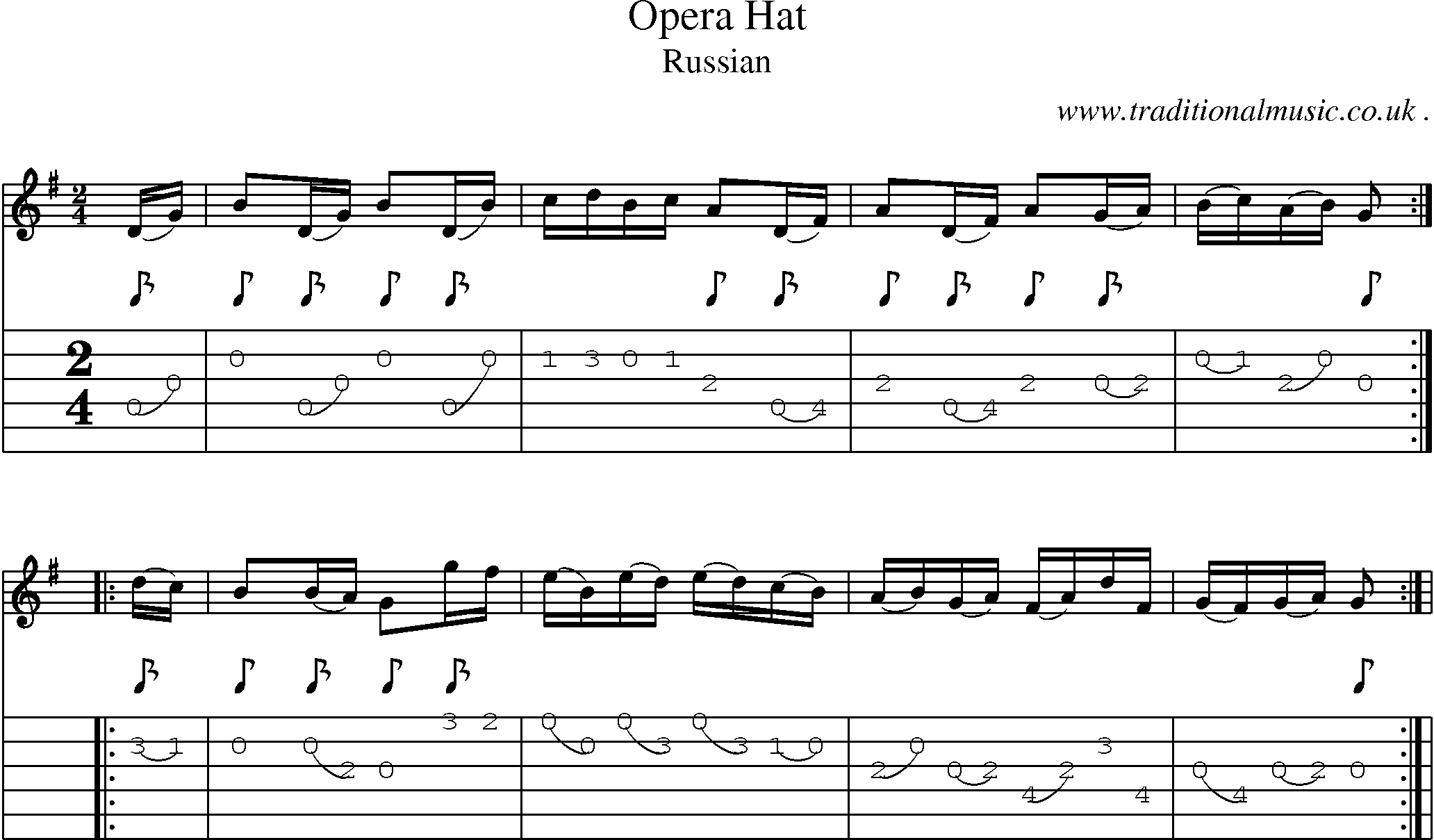 Sheet-Music and Guitar Tabs for Opera Hat