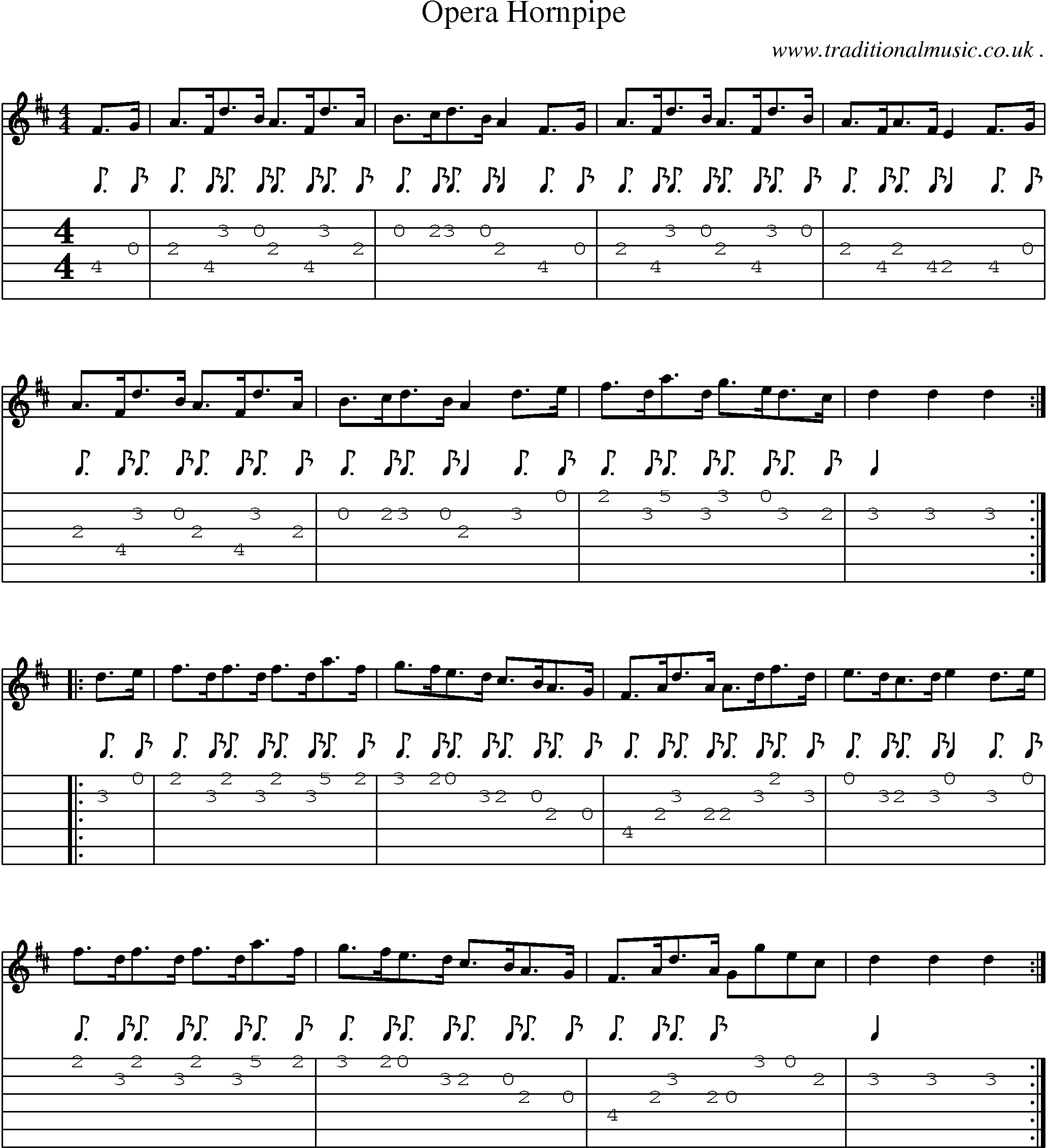 Sheet-Music and Guitar Tabs for Opera Hornpipe