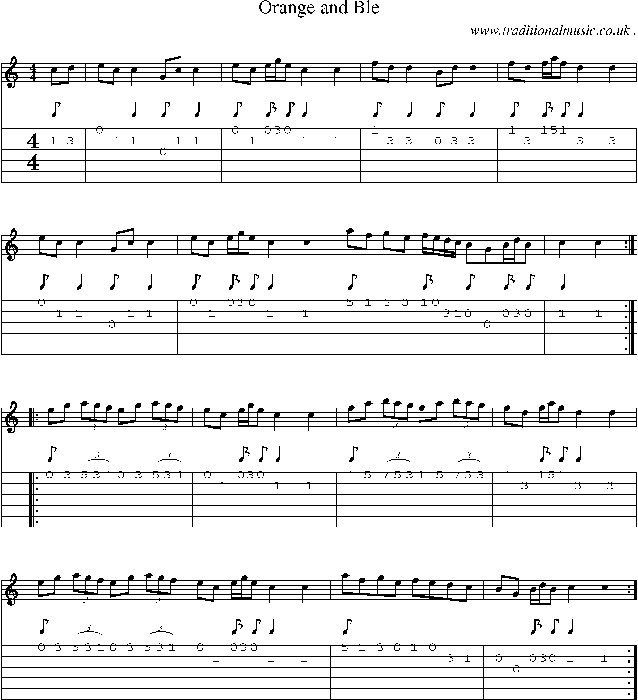 Sheet-Music and Guitar Tabs for Orange And Ble
