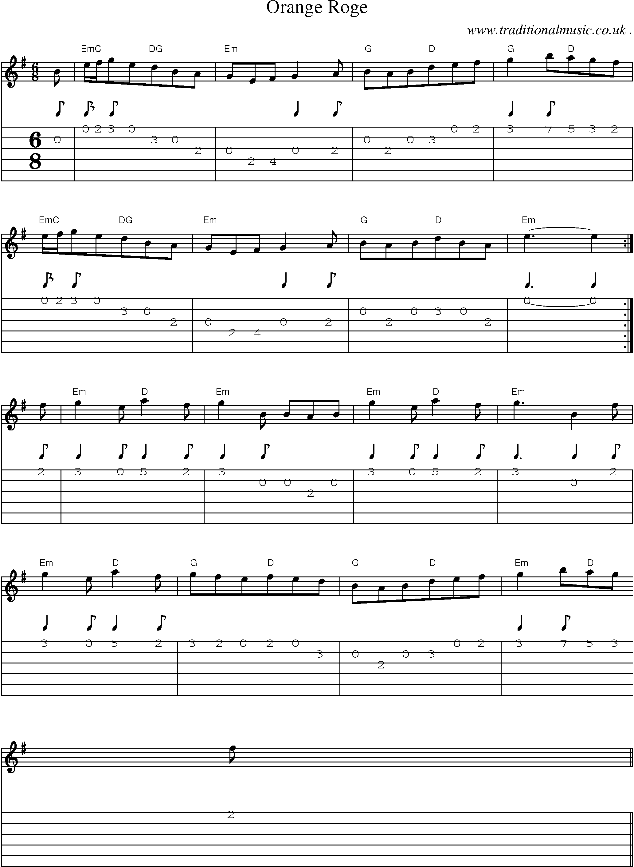 Sheet-Music and Guitar Tabs for Orange Roge