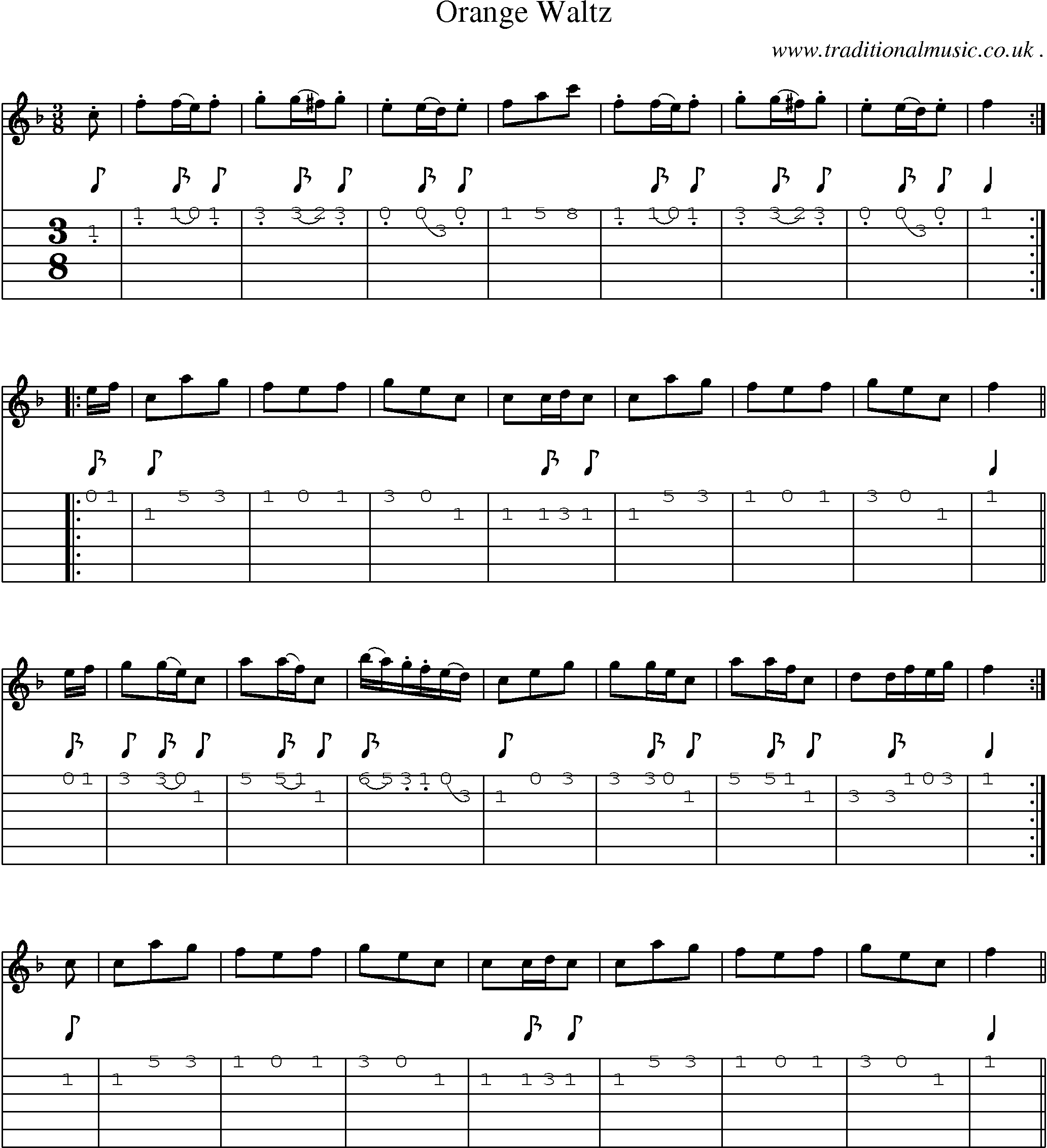 Sheet-Music and Guitar Tabs for Orange Waltz