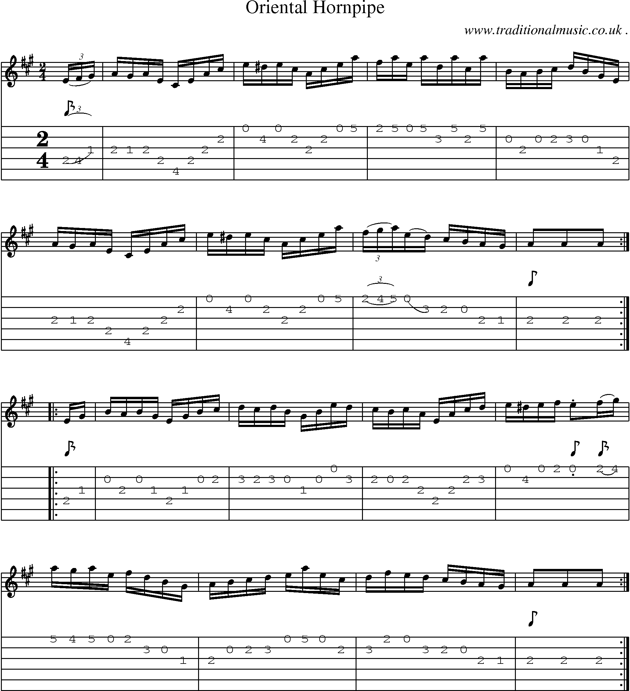 Sheet-Music and Guitar Tabs for Oriental Hornpipe