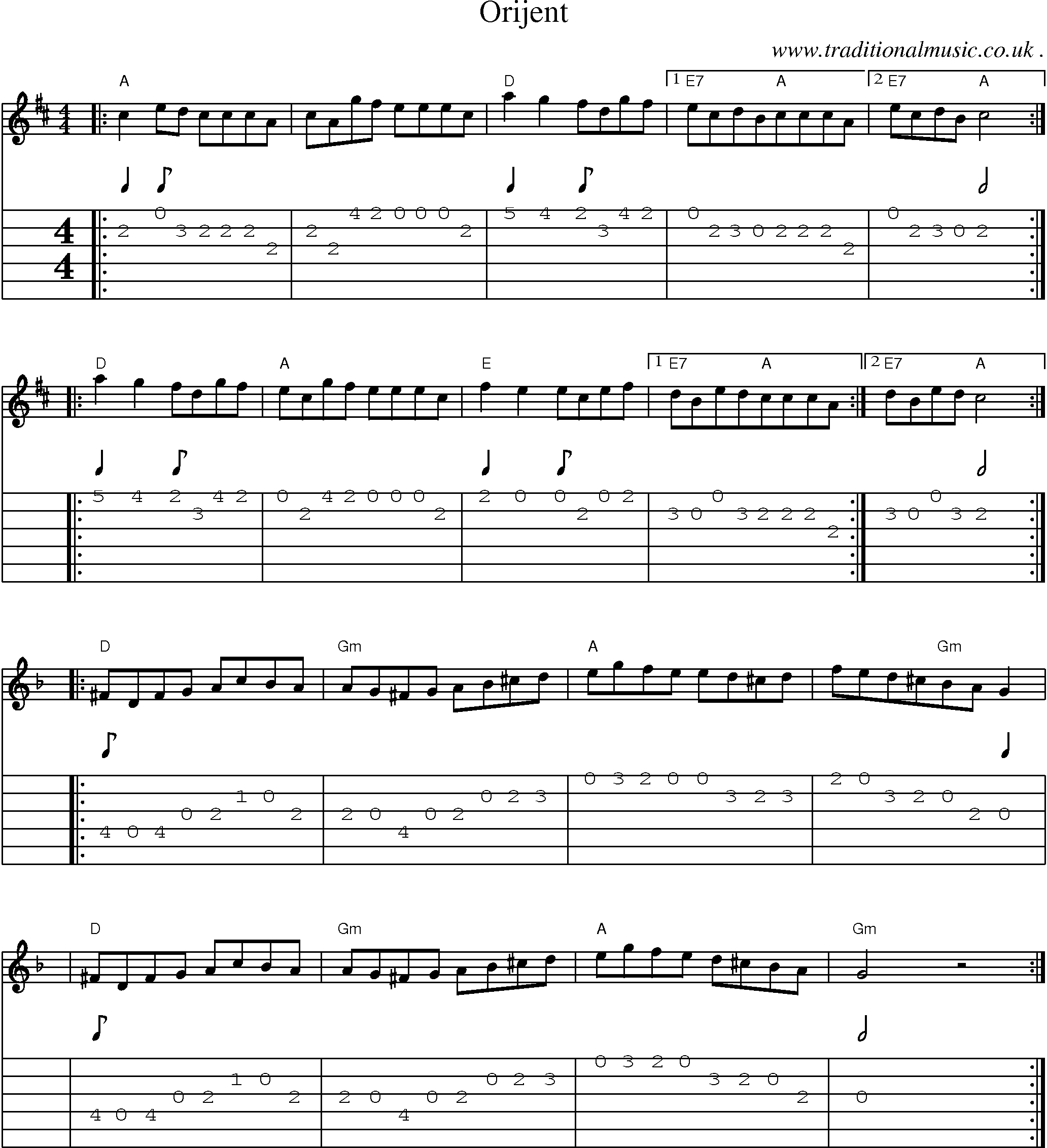 Sheet-Music and Guitar Tabs for Orijent