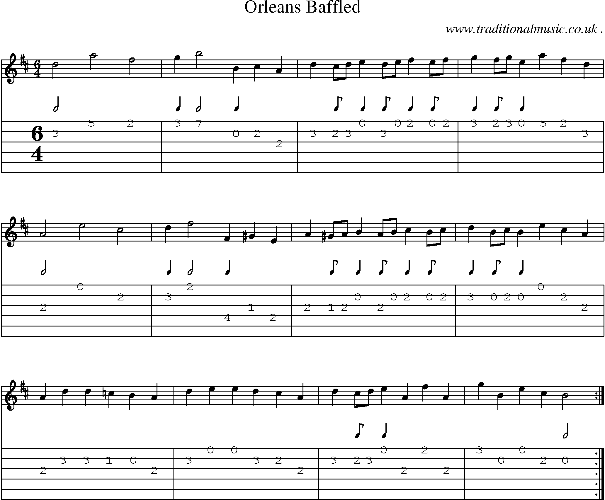 Sheet-Music and Guitar Tabs for Orleans Baffled