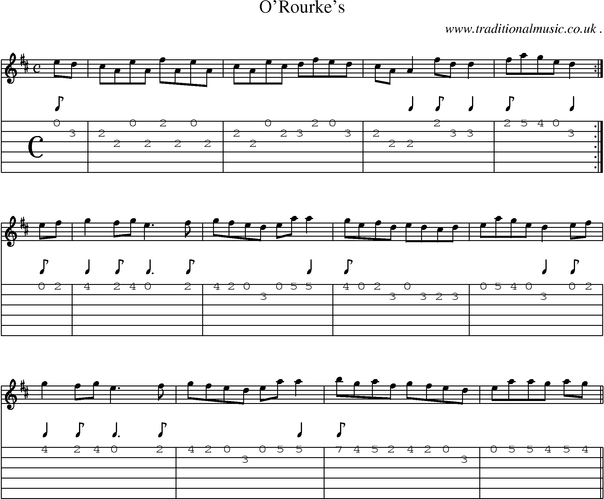 Sheet-Music and Guitar Tabs for Orourkes