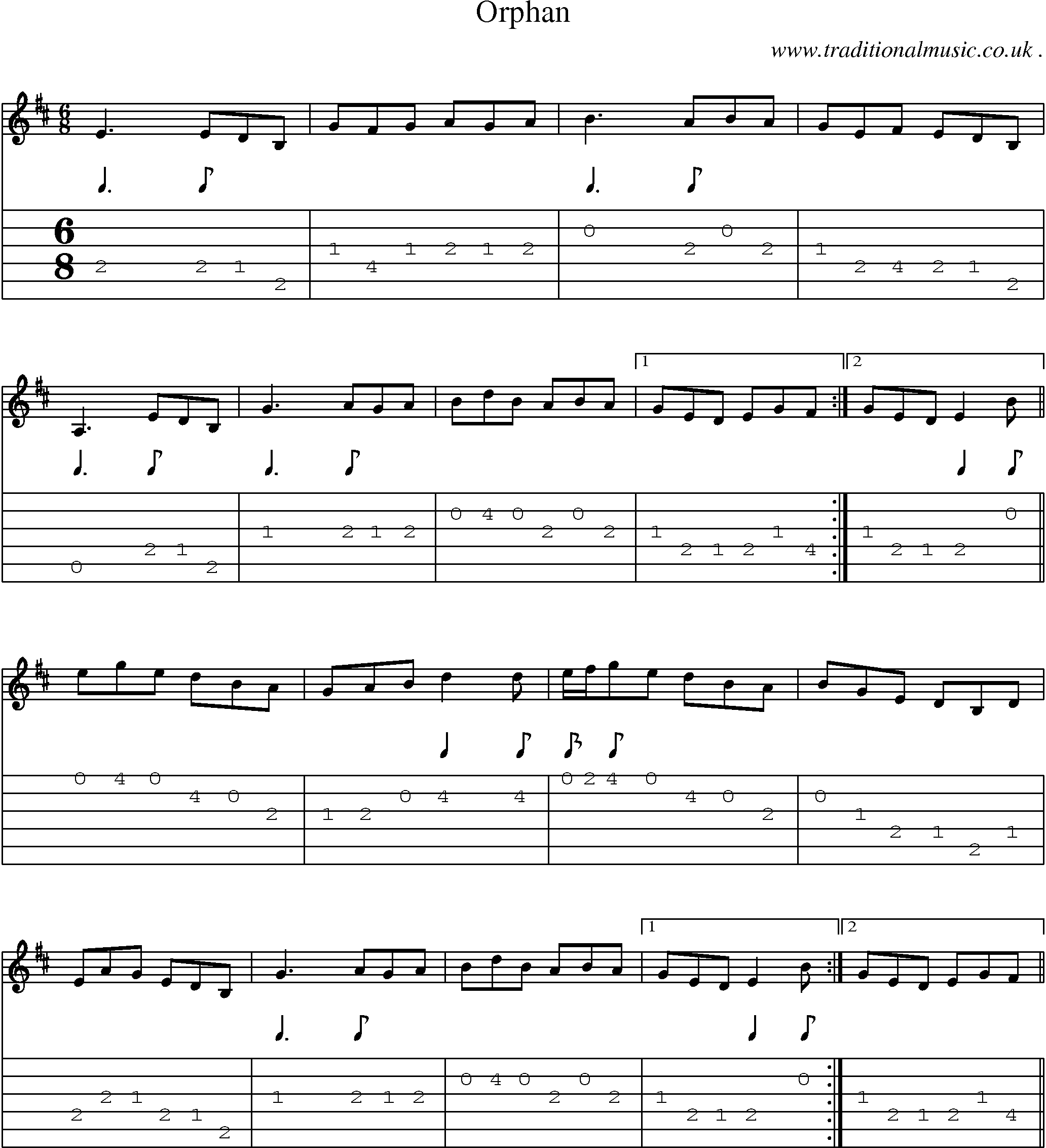Sheet-Music and Guitar Tabs for Orphan