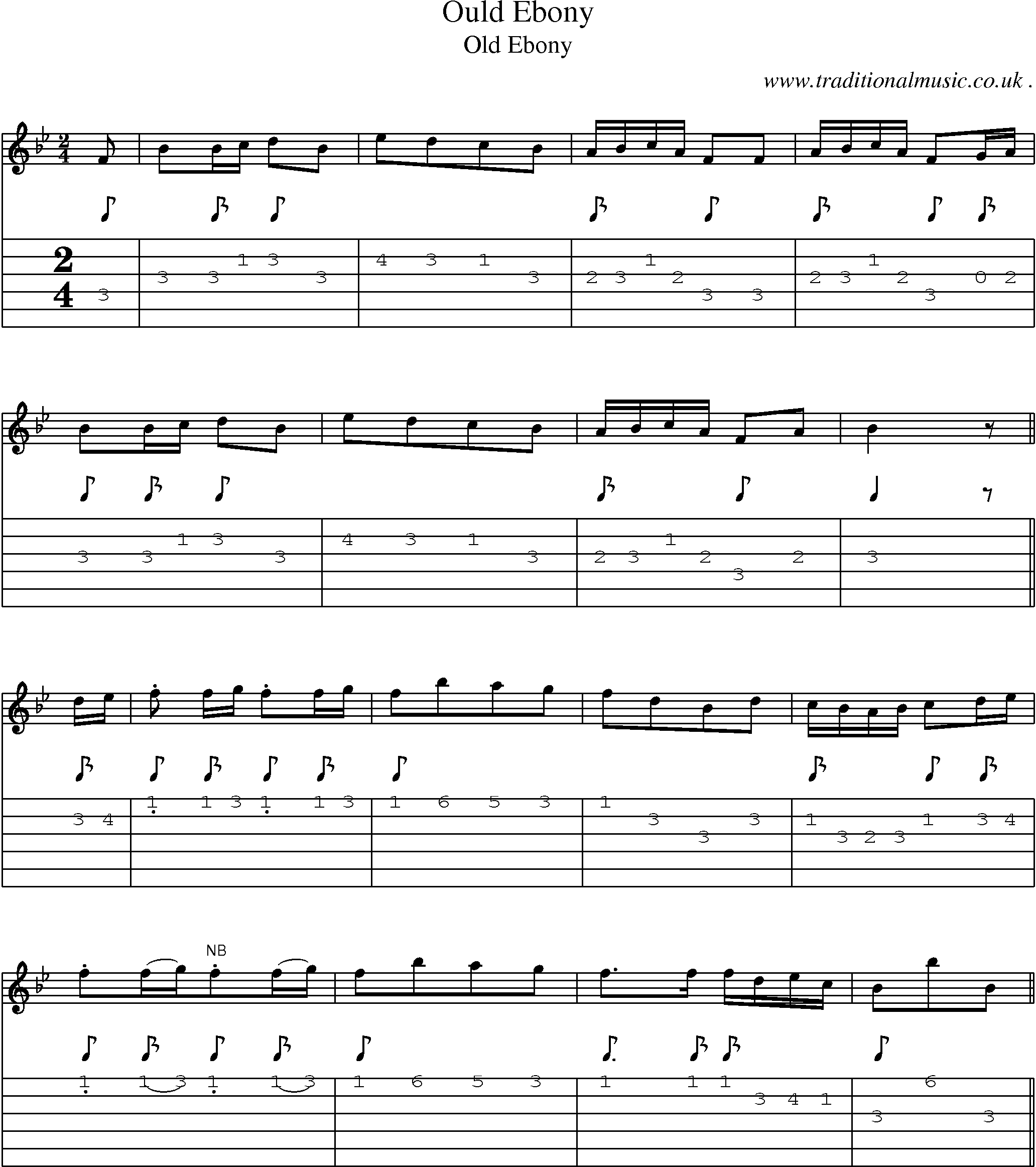 Sheet-Music and Guitar Tabs for Ould Ebony