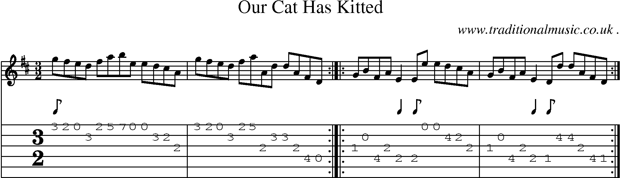 Sheet-Music and Guitar Tabs for Our Cat Has Kitted