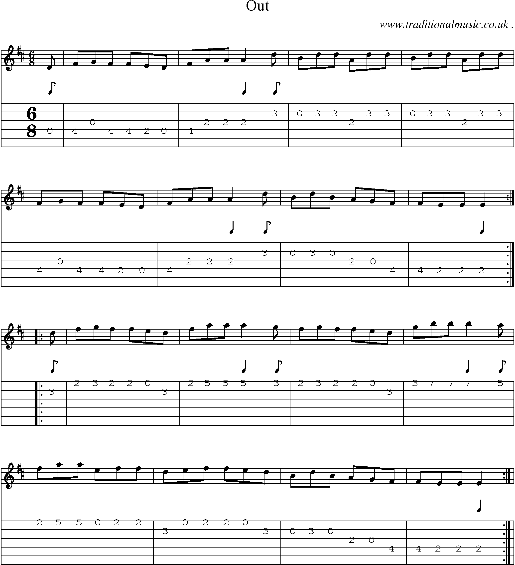 Sheet-Music and Guitar Tabs for Out
