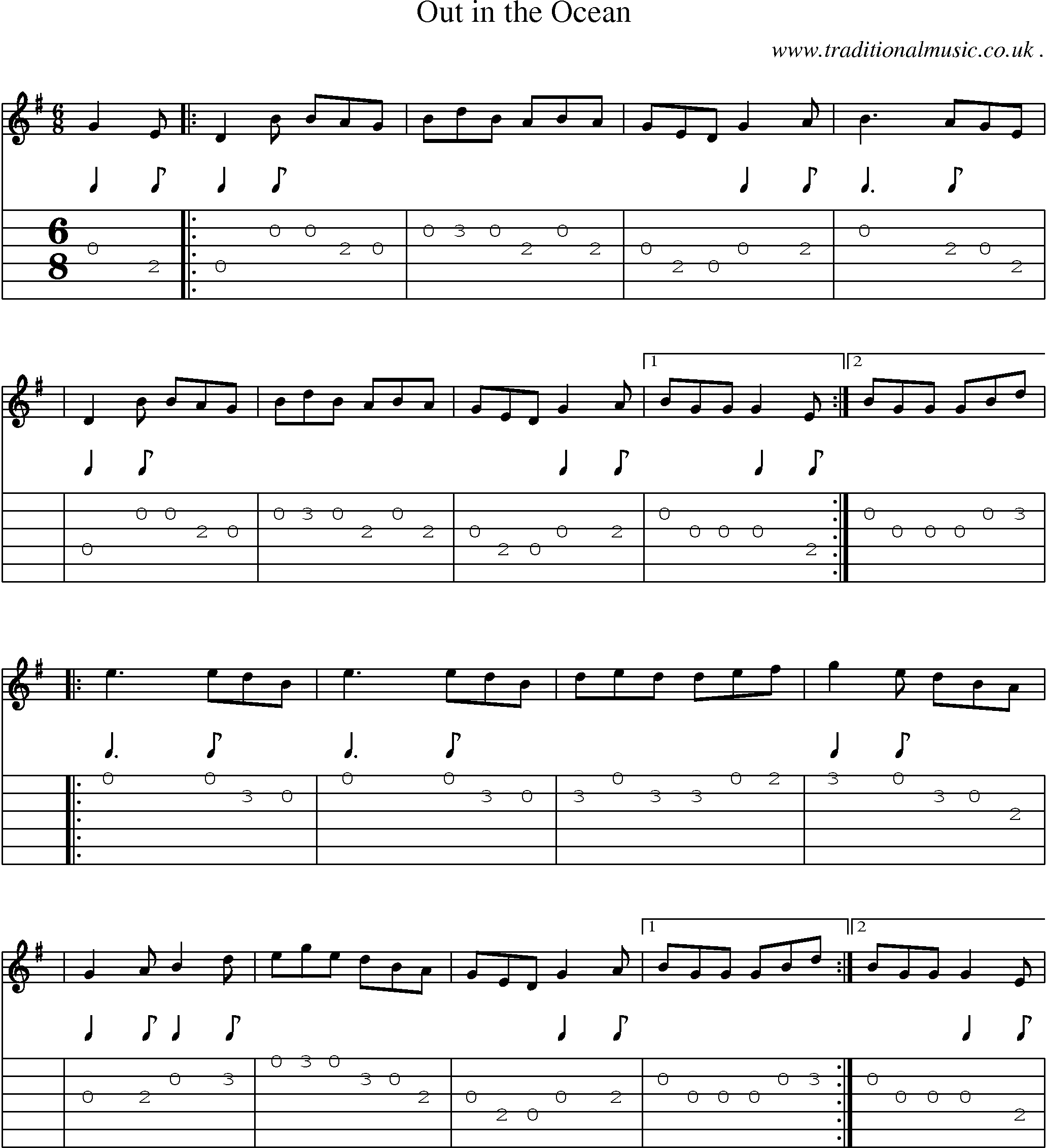 Sheet-Music and Guitar Tabs for Out In The Ocean