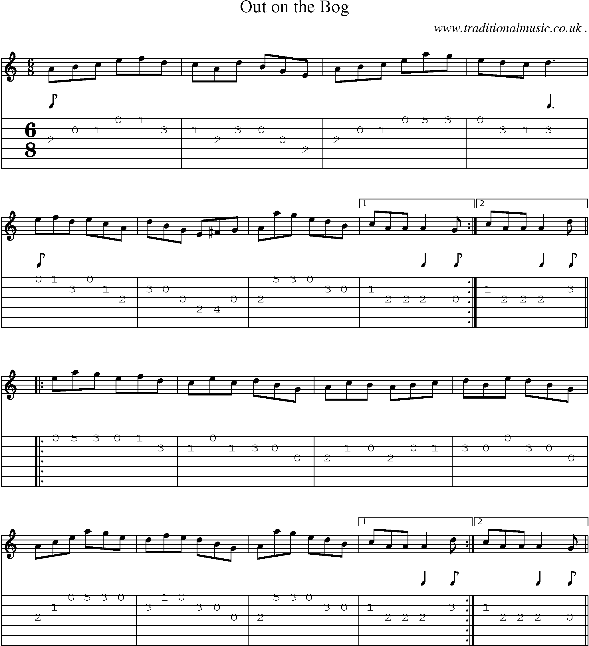 Sheet-Music and Guitar Tabs for Out On The Bog