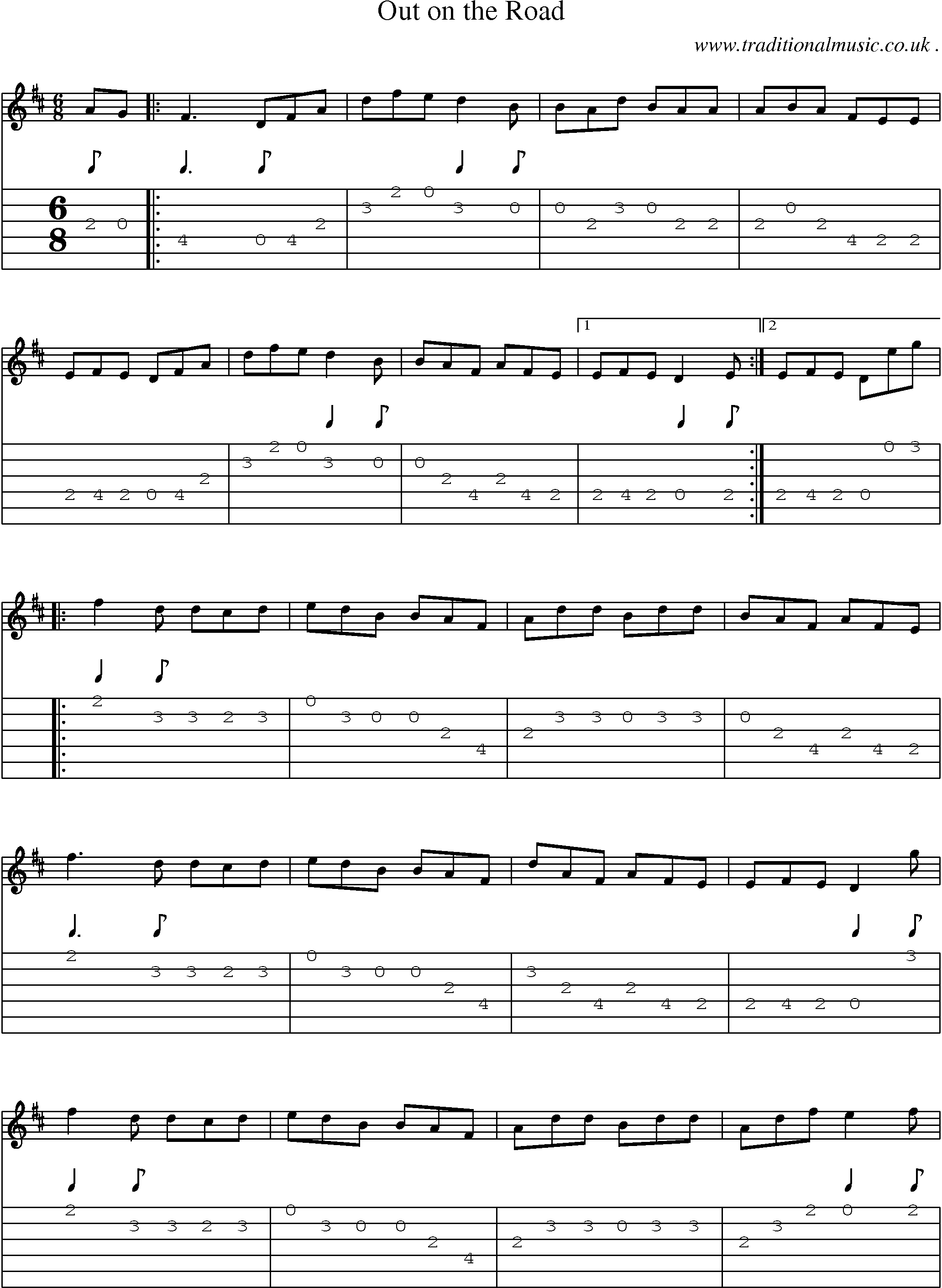 Sheet-Music and Guitar Tabs for Out On The Road
