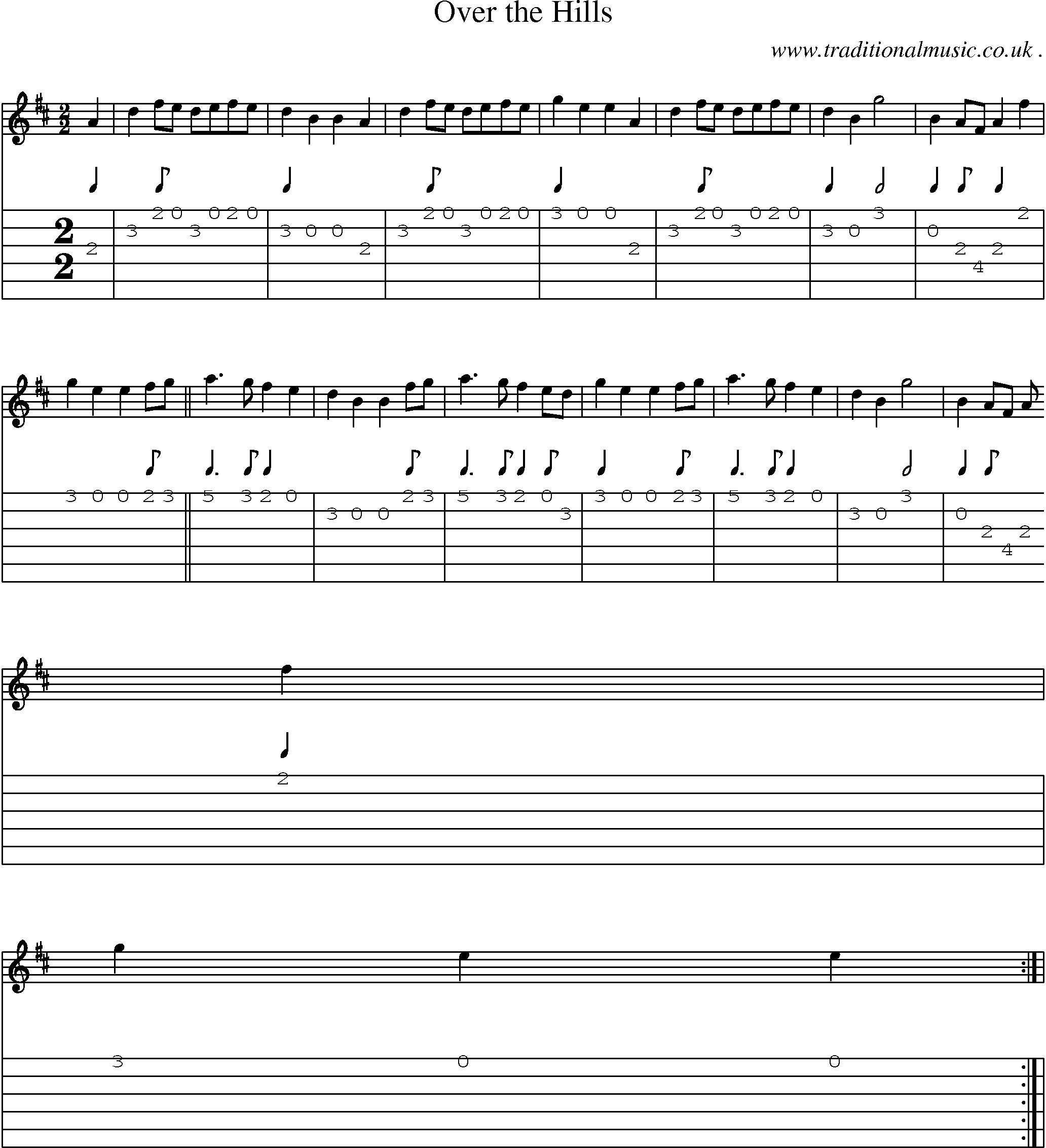 Sheet-Music and Guitar Tabs for Over The Hills