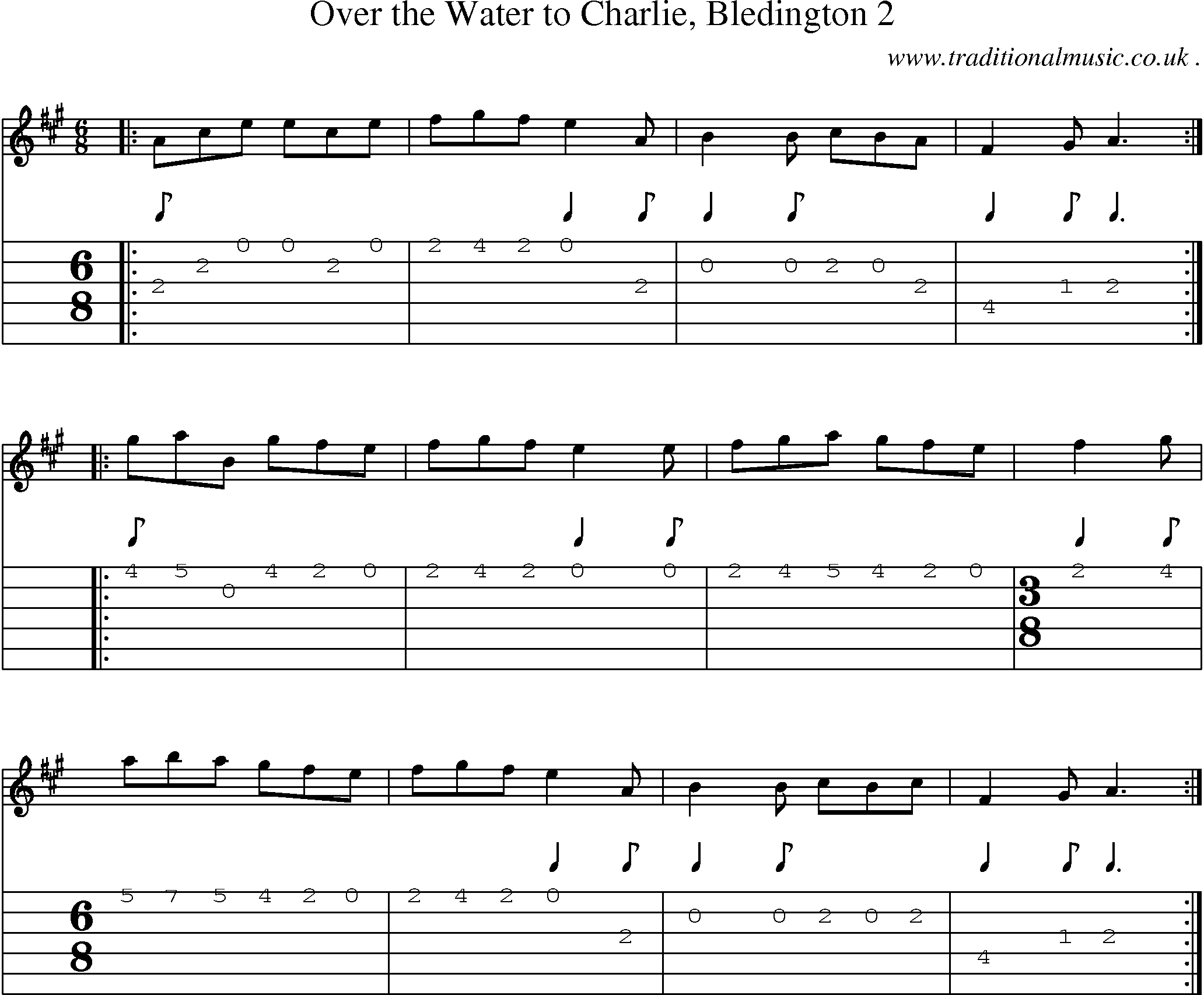 Sheet-Music and Guitar Tabs for Over The Water To Charlie Bledington 2