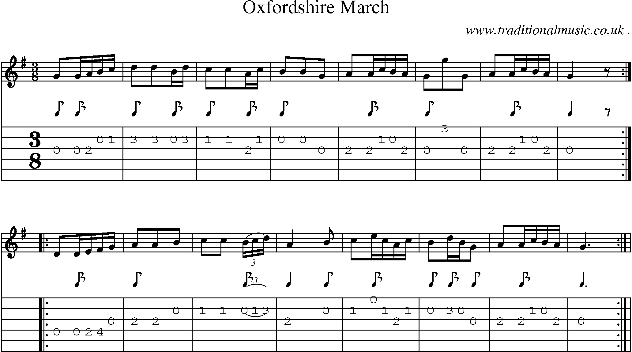 Sheet-Music and Guitar Tabs for Oxfordshire March