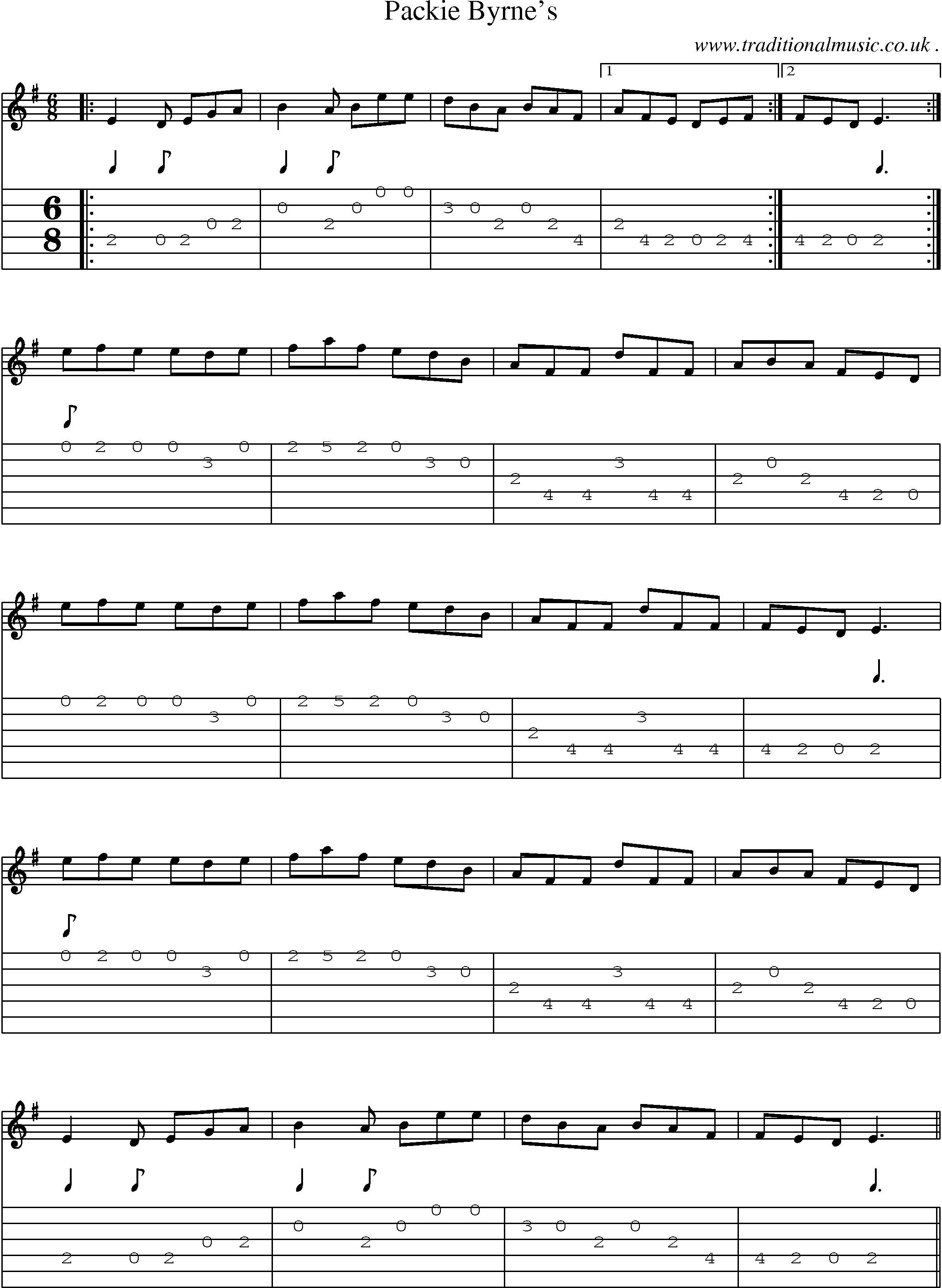 Sheet-Music and Guitar Tabs for Packie Byrnes
