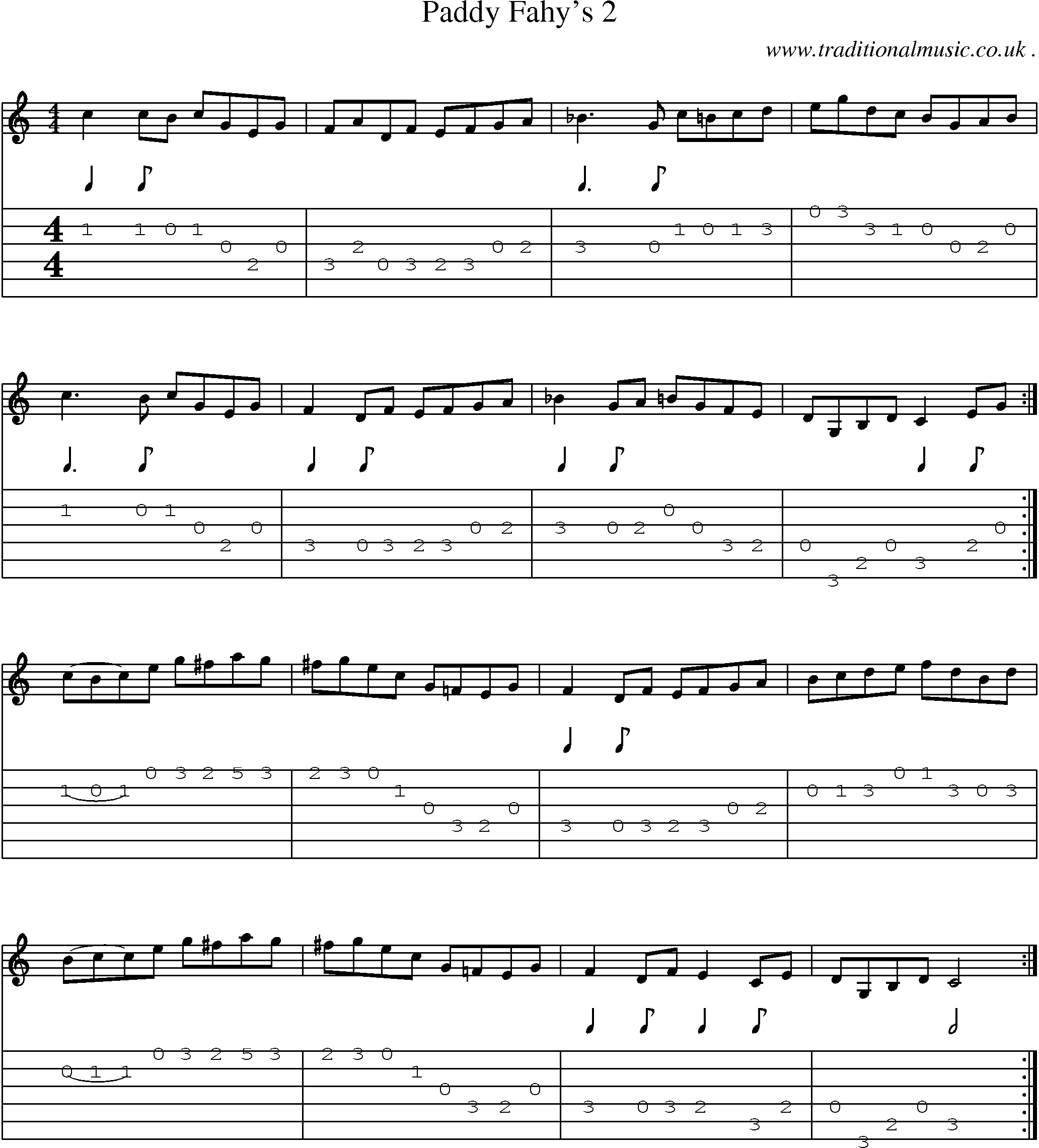 Sheet-Music and Guitar Tabs for Paddy Fahys 2