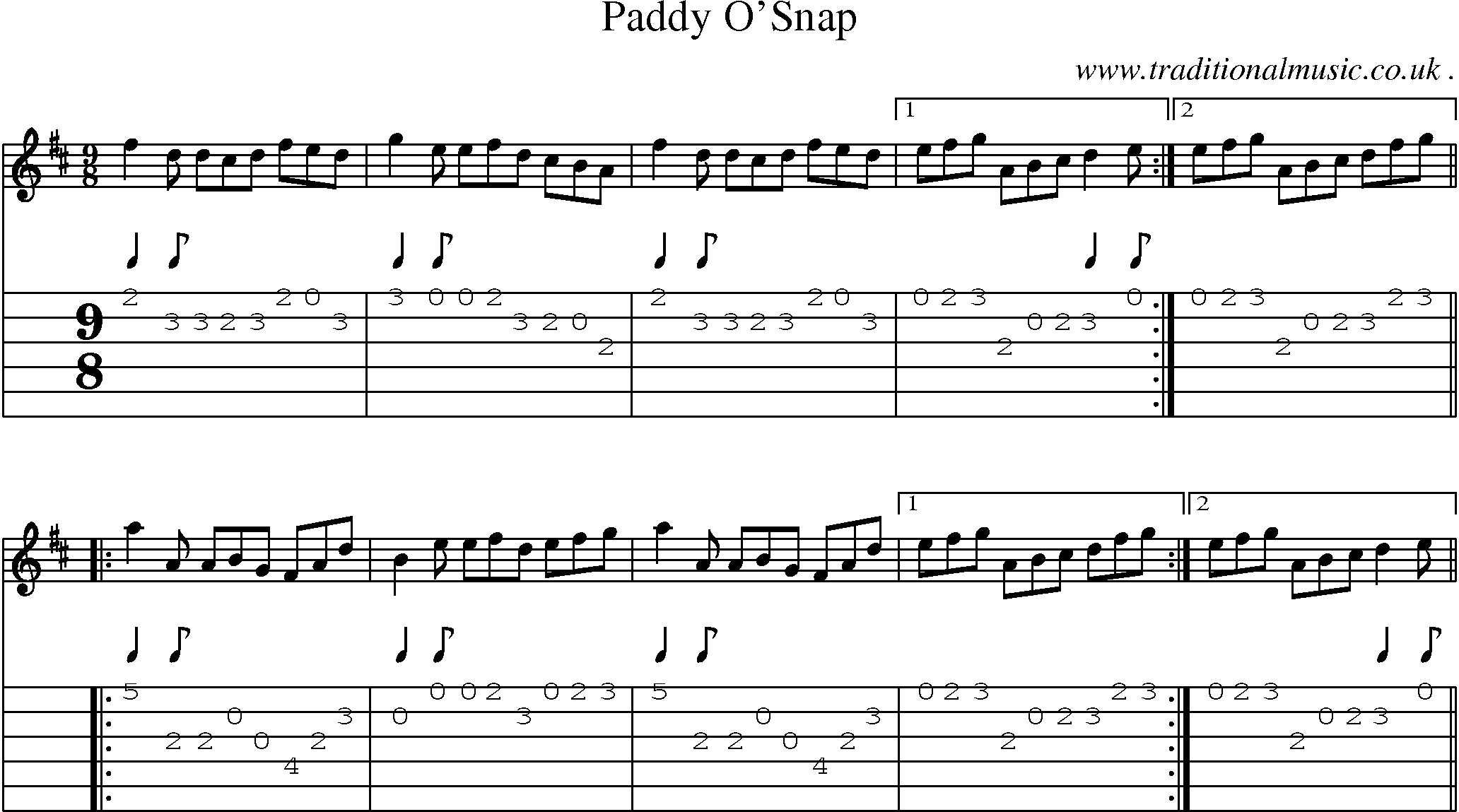 Sheet-Music and Guitar Tabs for Paddy Osnap