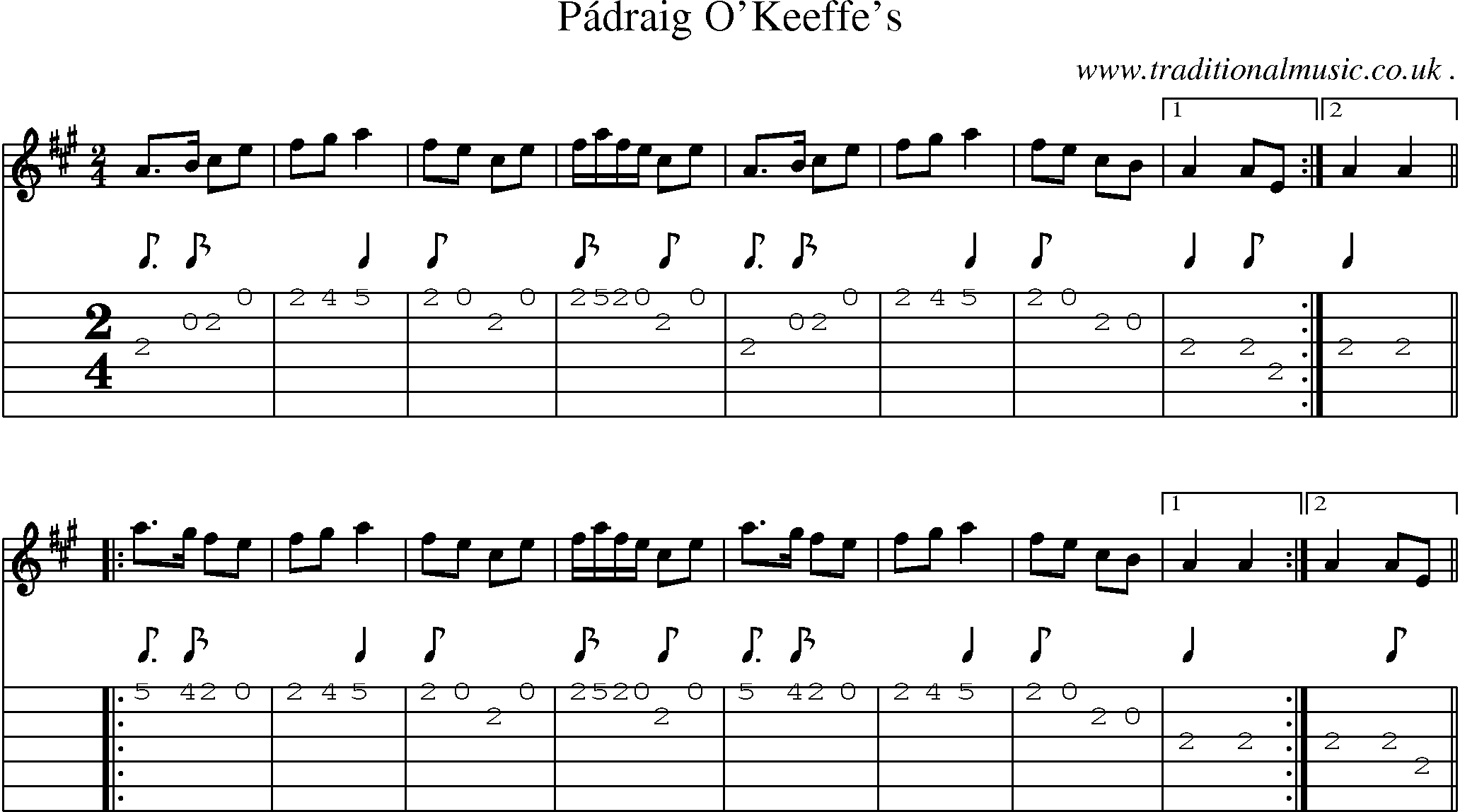 Sheet-Music and Guitar Tabs for Padraig Okeeffe